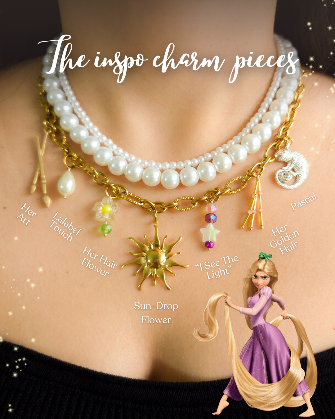 💫Rapunzel-Inspired Necklace – Princess Statement Jewelry | Sun Charm, Pascal & Pearls