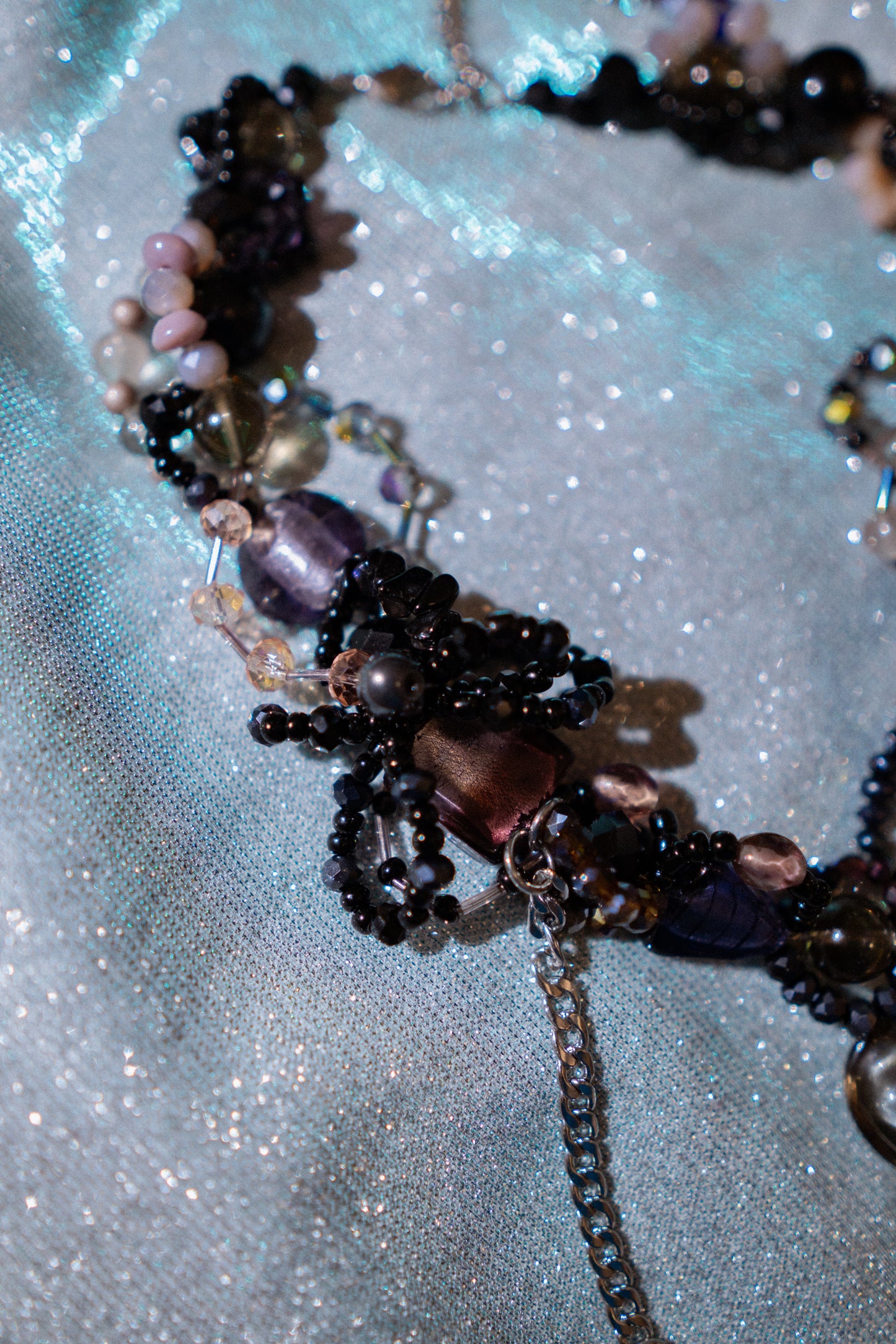 π€β¨ Enchanted Eclipse Necklace β Black Glass Heart, Freshwater Pearls & Semi-Precious Stones | Handmade Statement Jewelry