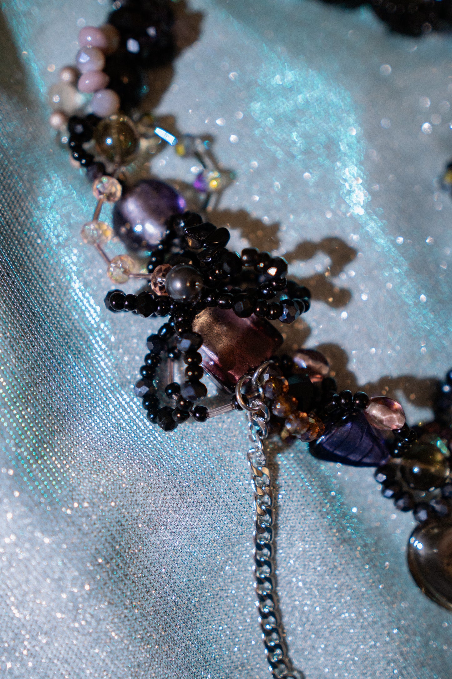 π€β¨ Enchanted Eclipse Necklace β Black Glass Heart, Freshwater Pearls & Semi-Precious Stones | Handmade Statement Jewelry