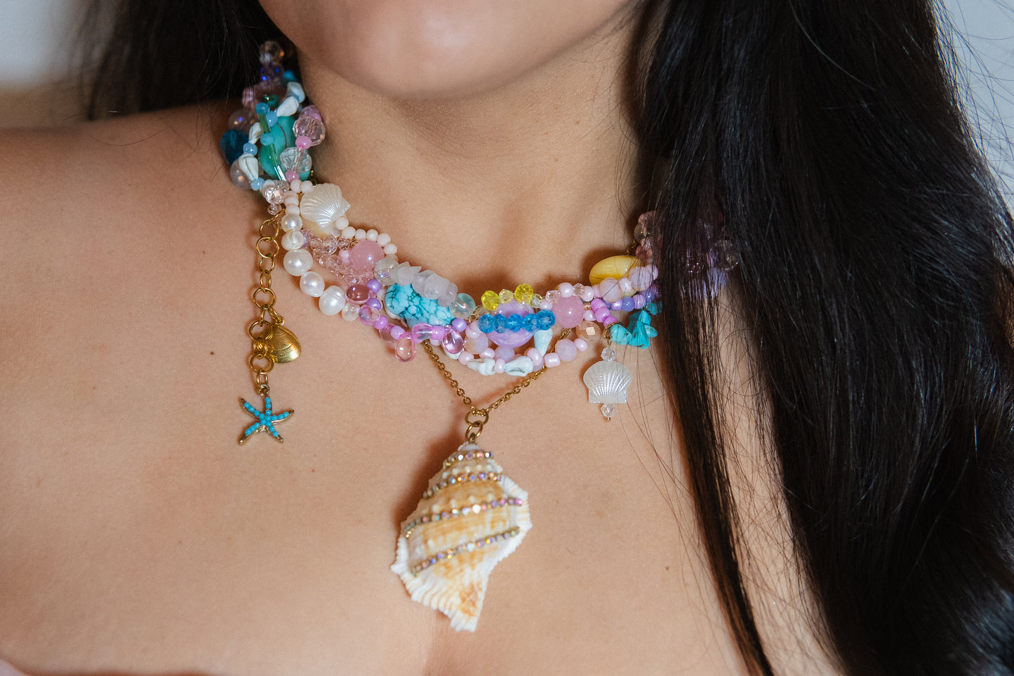 ✨🪸 Radical Reef Necklace – Glass Beads, Freshwater Pearls & Semi-Precious Stones | Handmade Statement Jewelry