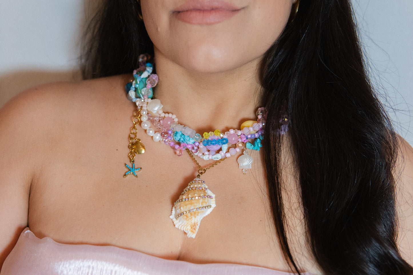 ✨🪸 Radical Reef Necklace – Glass Beads, Freshwater Pearls & Semi-Precious Stones | Handmade Statement Jewelry