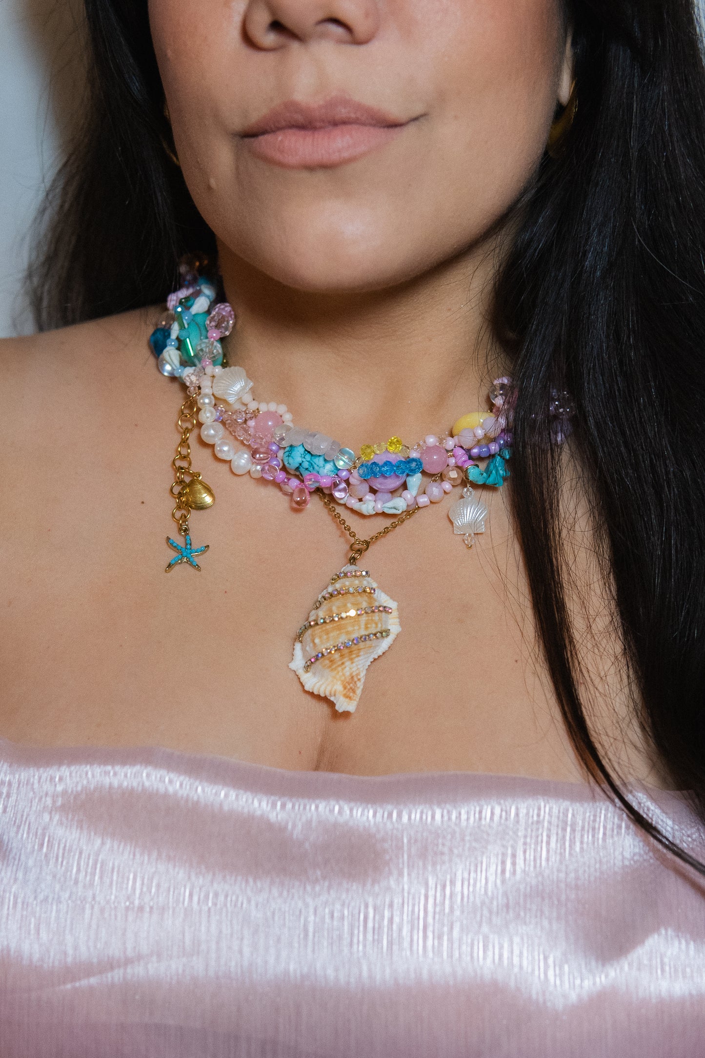 ✨🪸 Radical Reef Necklace – Glass Beads, Freshwater Pearls & Semi-Precious Stones | Handmade Statement Jewelry