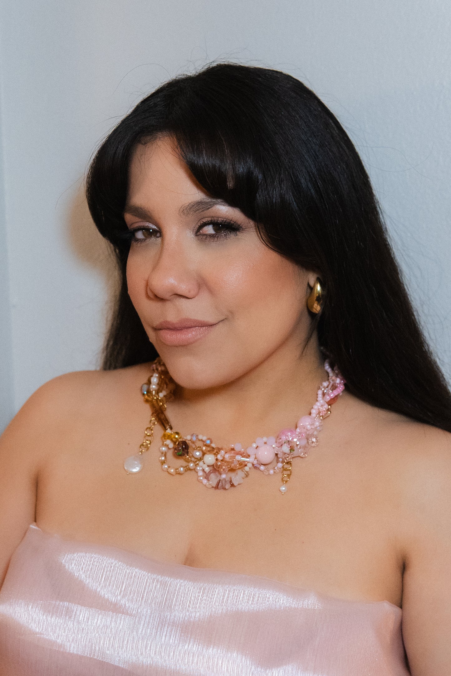 π΅πΉ Desert Rose Necklace β Glass Beads, Freshwater Pearls & Semi-Precious Stones | Handmade Statement Jewelry