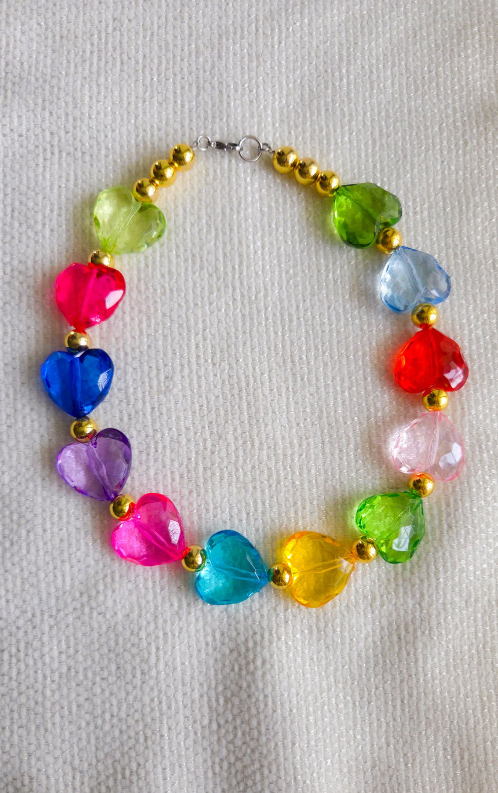 🌈 Rainbow Crush Heart Necklace – Kawaii Colorful Statement Jewelry | Dopamine Dressing