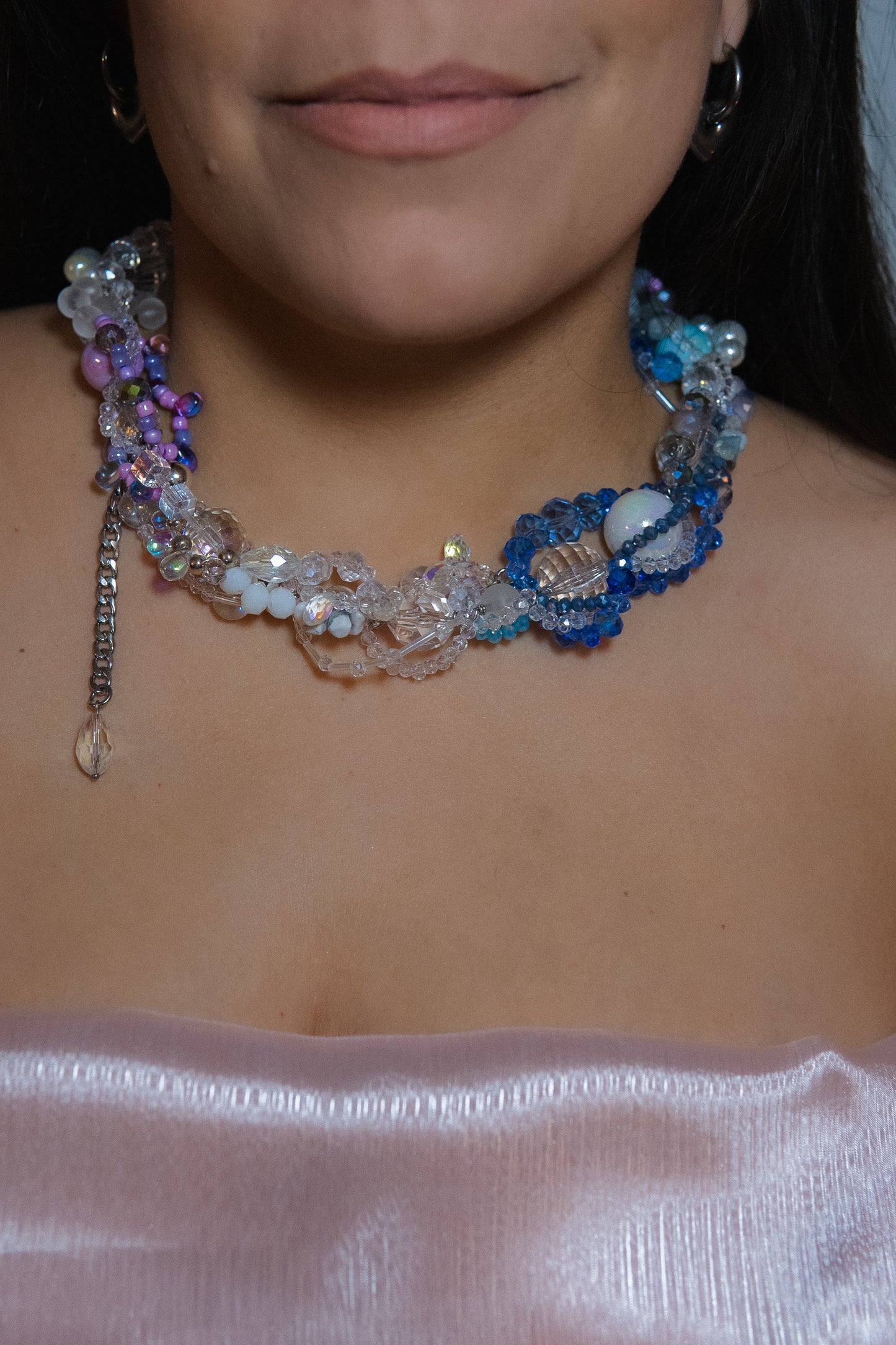 ❄️✨ Queen Tundra Necklace – Glass Beads, Freshwater Pearls & Semi-Precious Stones | Handmade Statement Jewelry