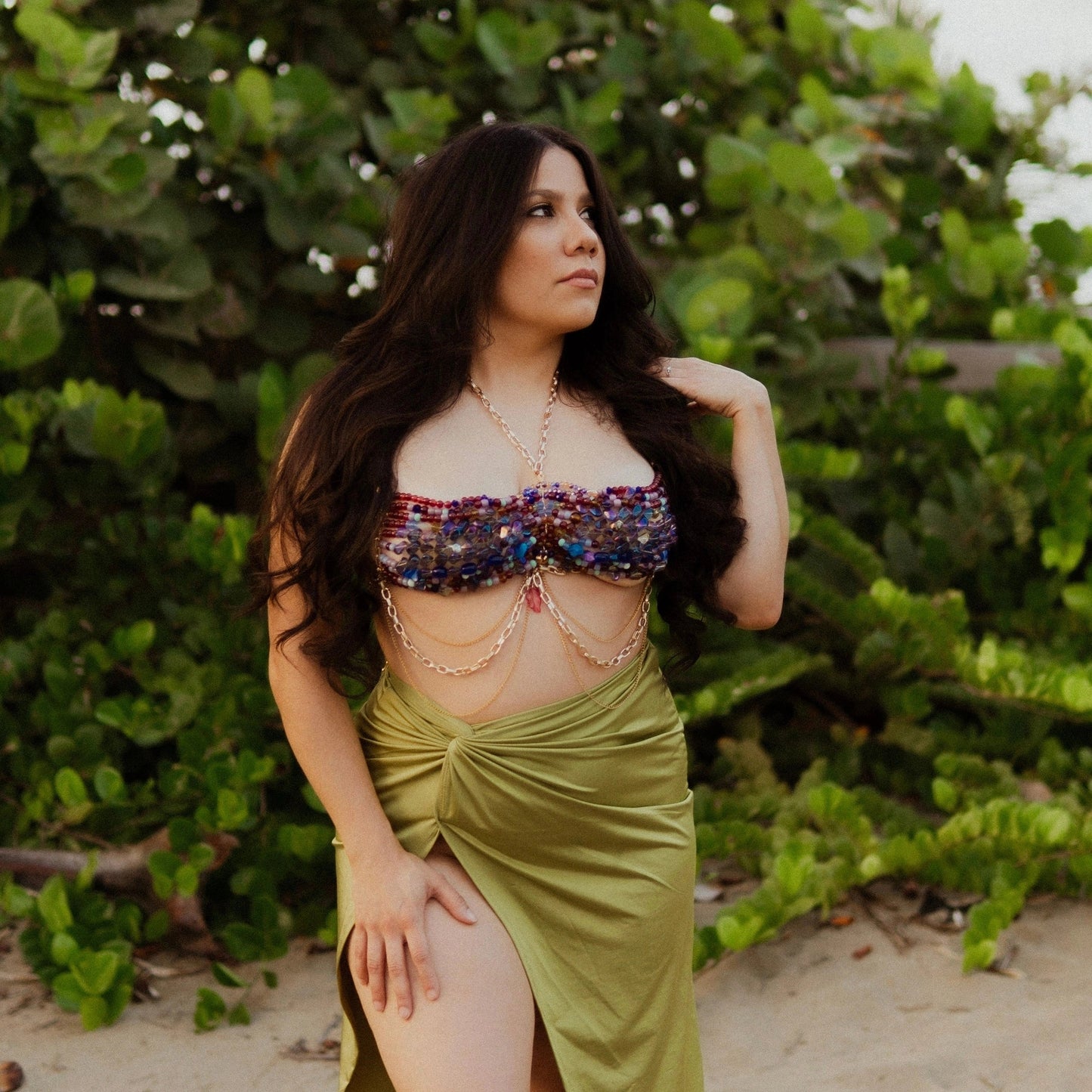 β¨ Arrecife Top β Handmade Ocean-Inspired Beaded Top | Glass Beads, Aluminum & Stainless Steel | Adjustable Fit