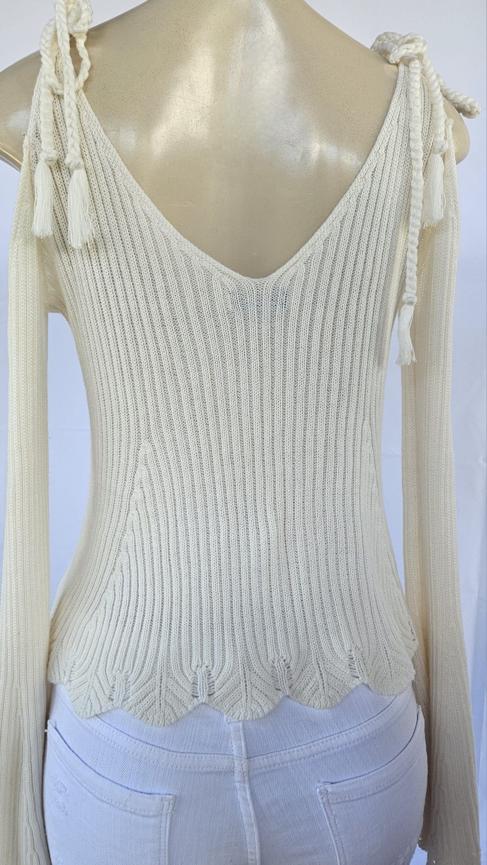 Blue B Cut Shoulder Long Sleeve Knitted Boho Chic Medium/Large
