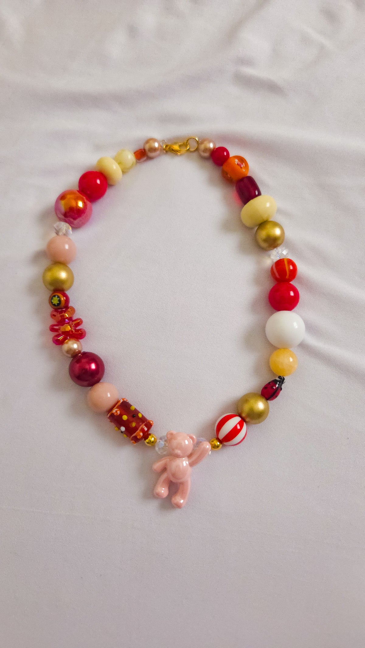 Cherry Pop Teddy Necklace 🍒