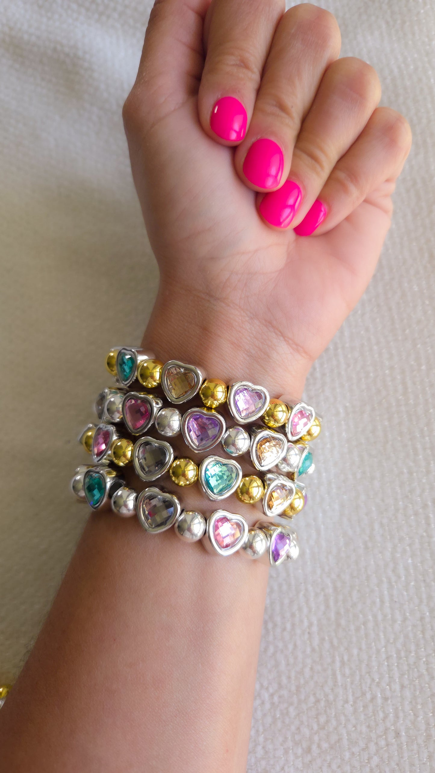 Sparkle Gem Heart Bracelet ✨💖| Handmade Y2K Kawaii Dopamine Dressing Jewelry