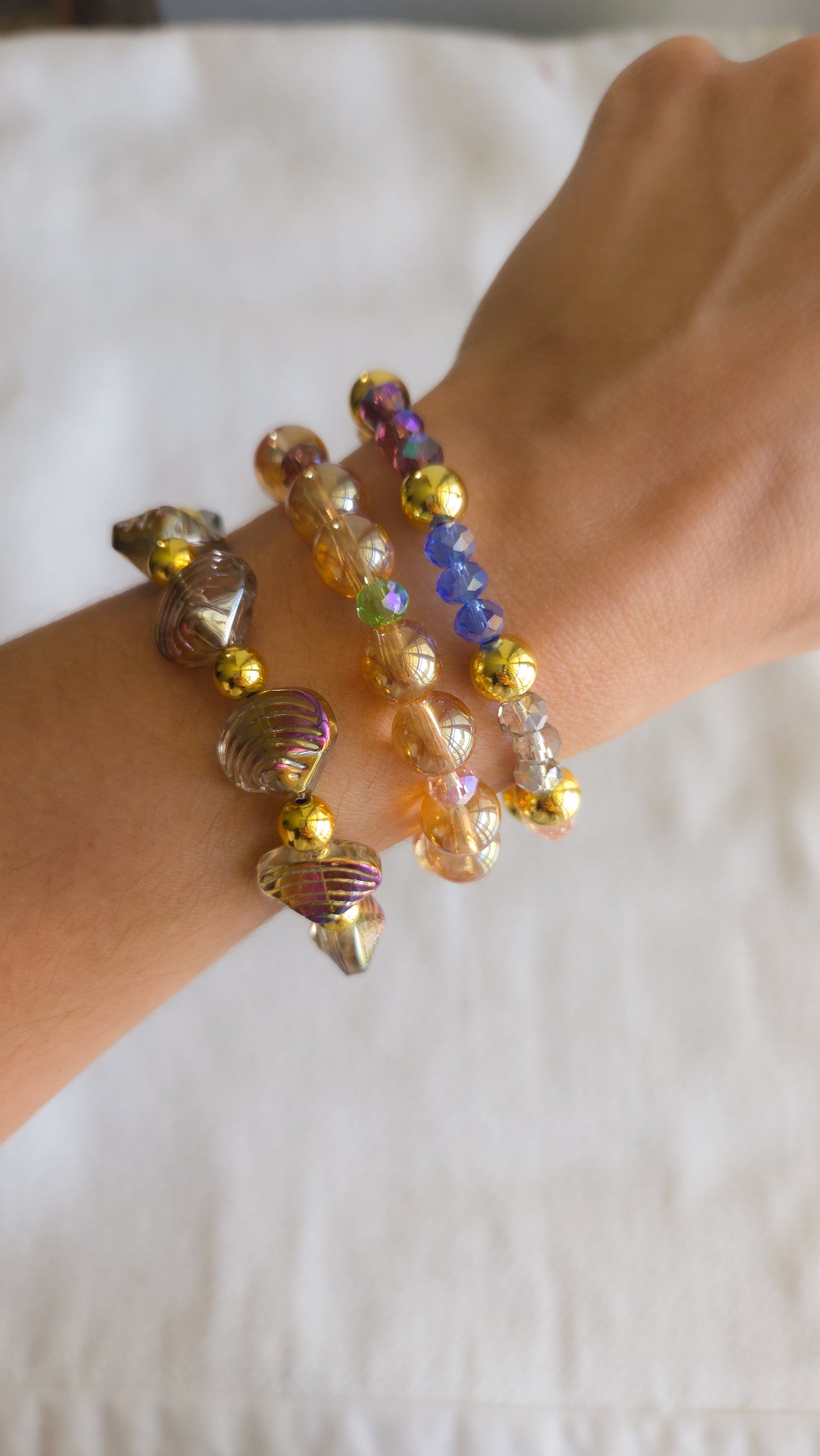 Golden Seas & Gummy Dreams Bracelet Set 🐚✨🐻 | Handmade Y2K Kawaii Dopamine Dressing Jewelry