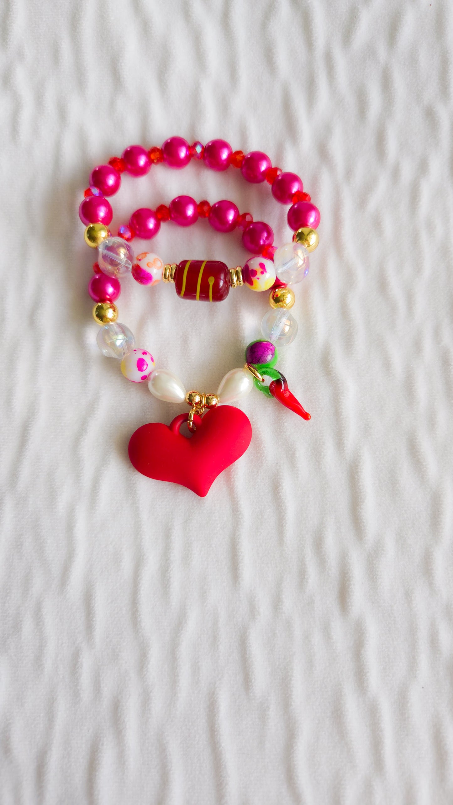 🌶️❤️Spicy Love Bracelet Set | Handmade Y2K Dopamine Dressing Jewelry