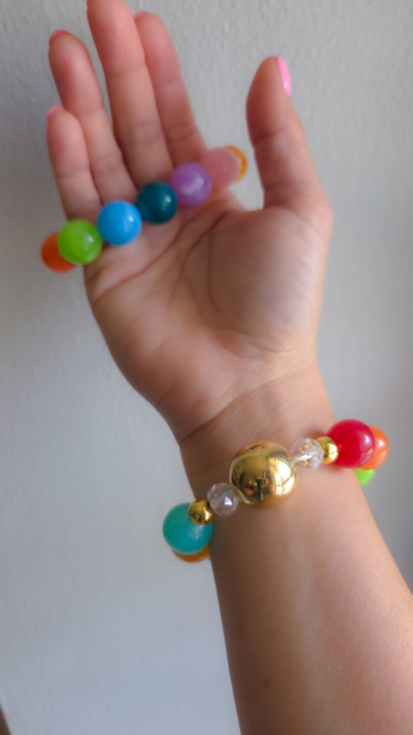🧸 Rainbow Gumball Teddy Bracelet – Kawaii Chunky Beaded Statement Jewelry | Y2K Dopamine Dressing