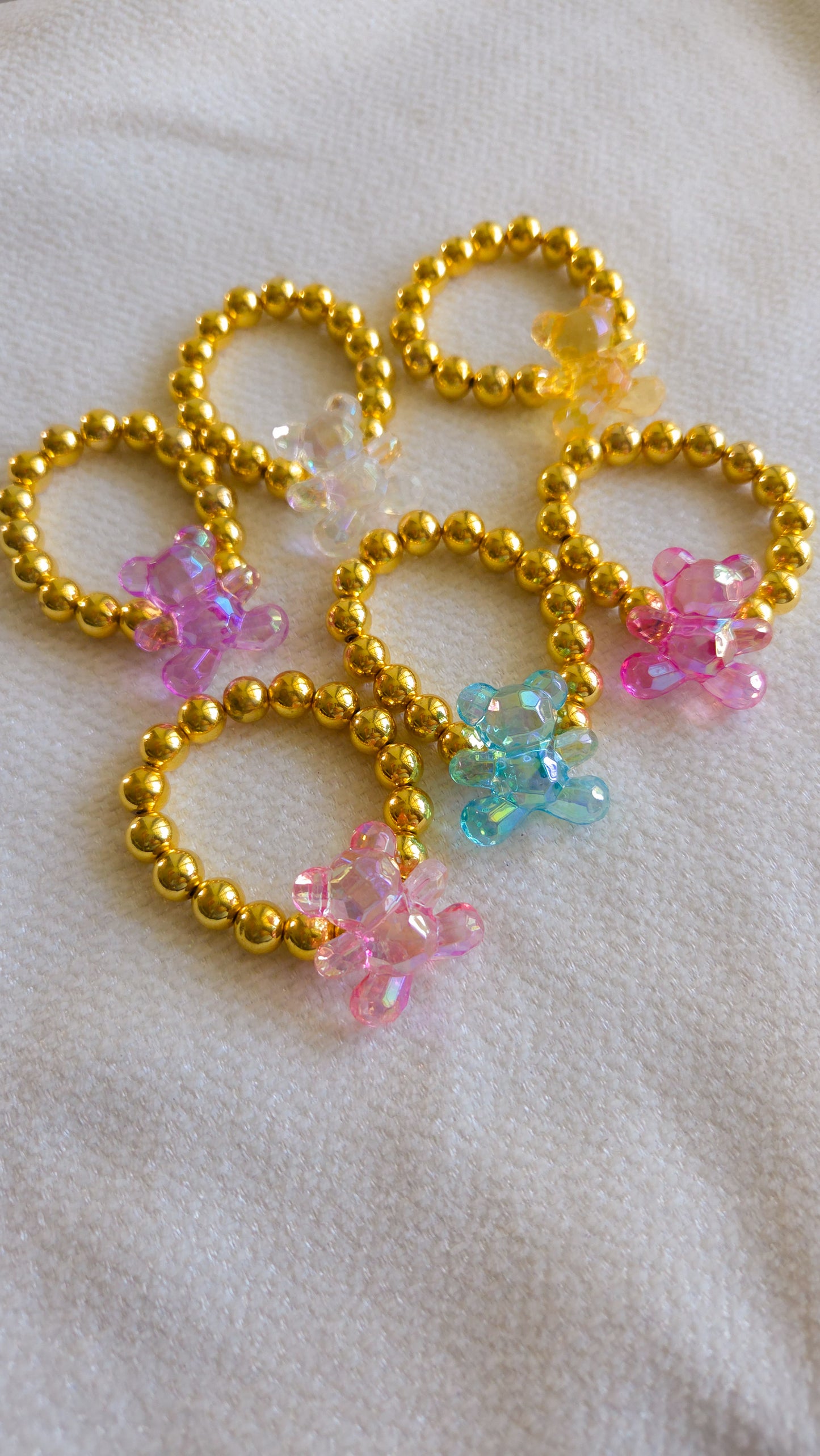 β¨ Iridescent Teddy Love Bracelet β¨|Handmade Y2K Kawaii Dopamine Dressing Jewelry
