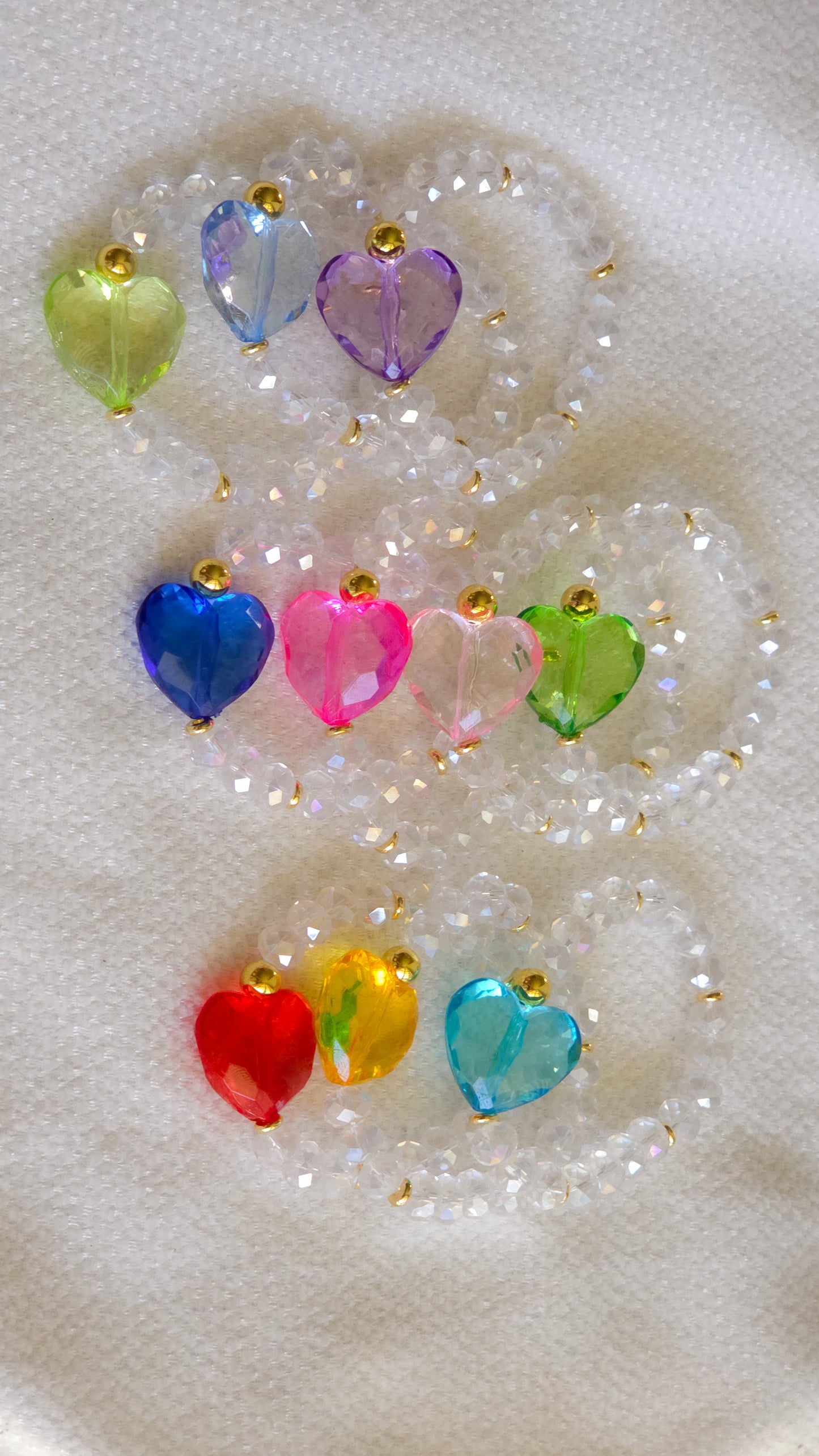 Rainbow Crush Heart Bracelet ππ | Handmade Y2K Kawaii Dopamine Dressing Jewelry