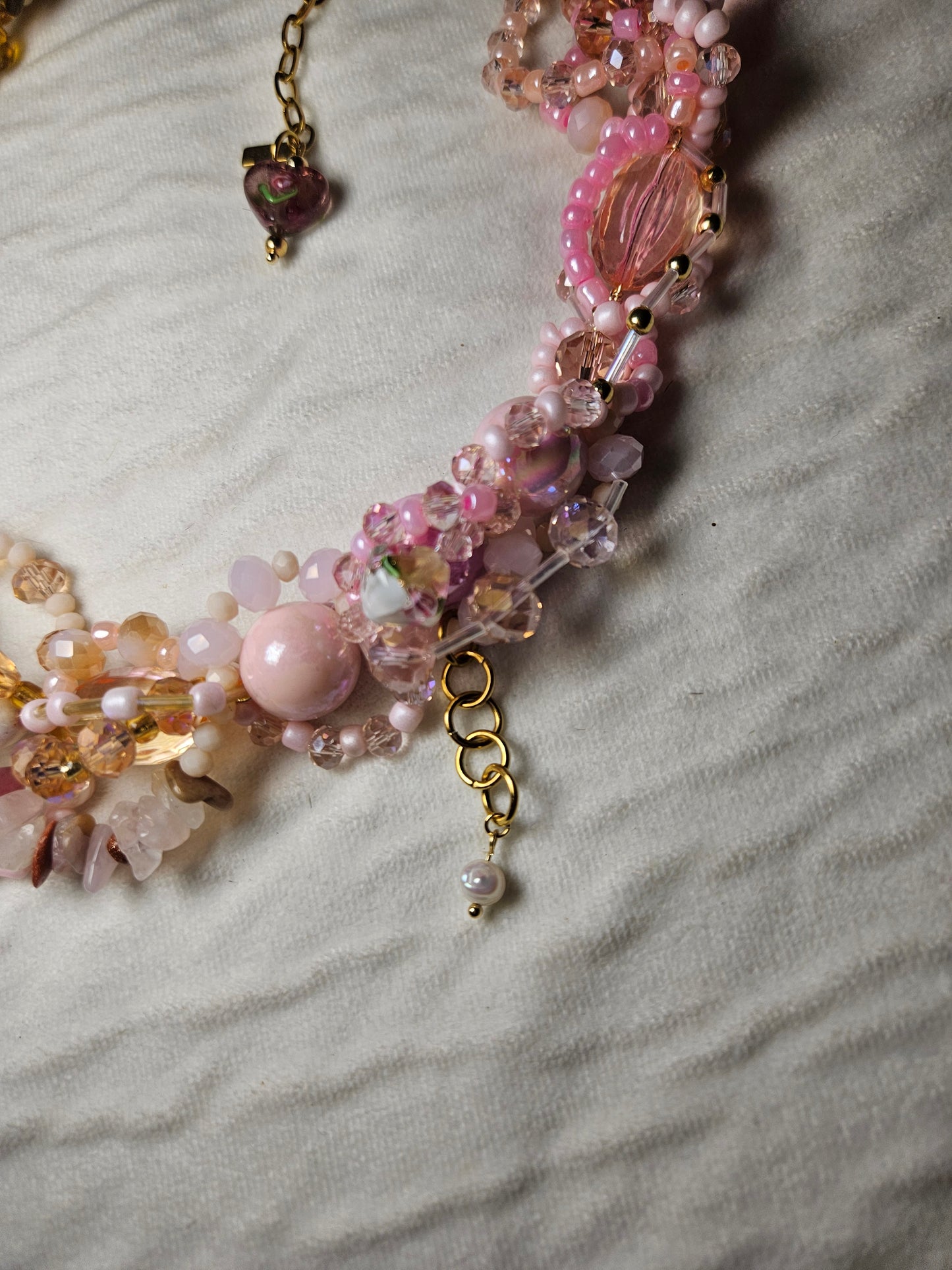 π΅πΉ Desert Rose Necklace β Glass Beads, Freshwater Pearls & Semi-Precious Stones | Handmade Statement Jewelry