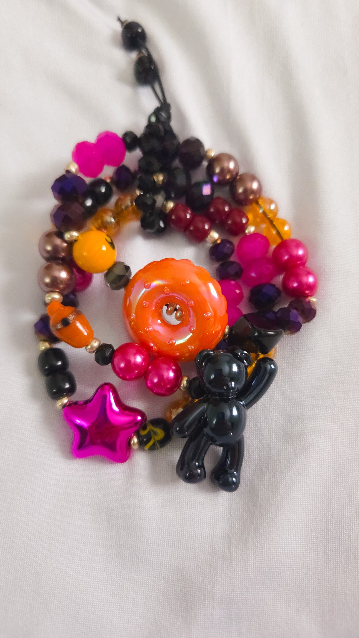 Midnight Donut Teddy Stack Bracelet 🧸🍩💖