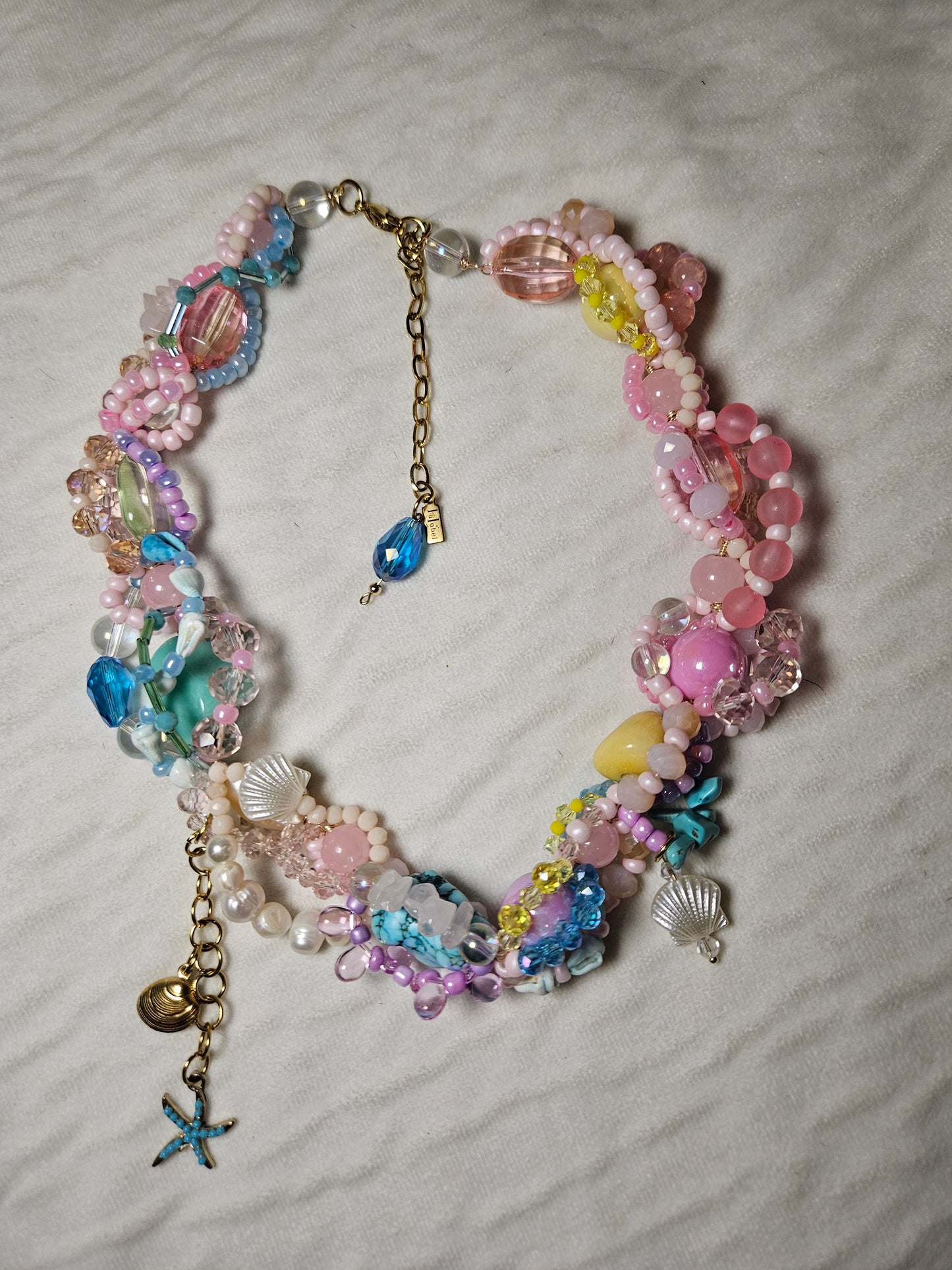 ✨🪸 Radical Reef Necklace – Glass Beads, Freshwater Pearls & Semi-Precious Stones | Handmade Statement Jewelry
