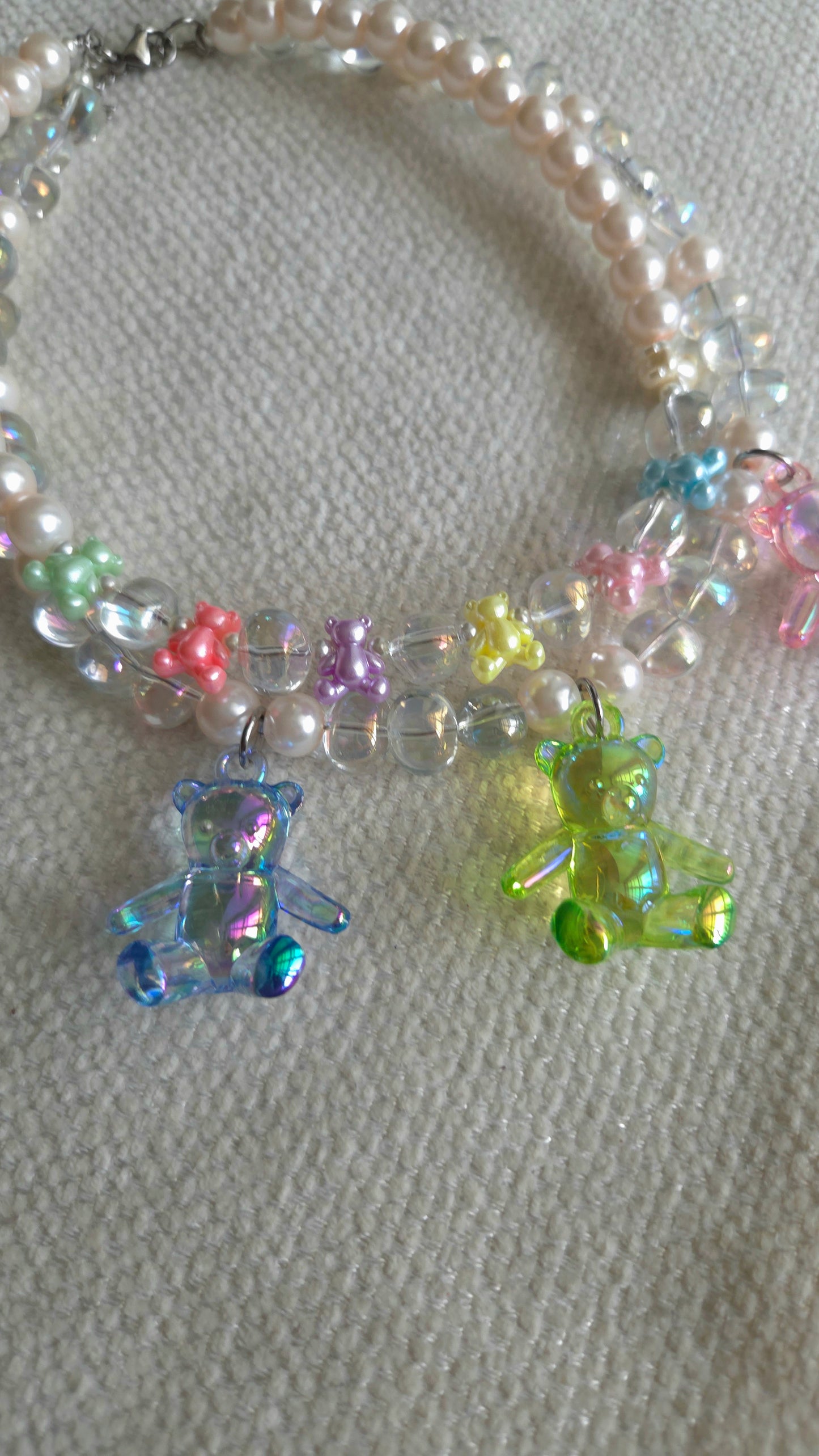 π Pastel Teddy Dreams Necklace β Kawaii Handmade Necklace | Y2K Dopamine Dressing Jewelry