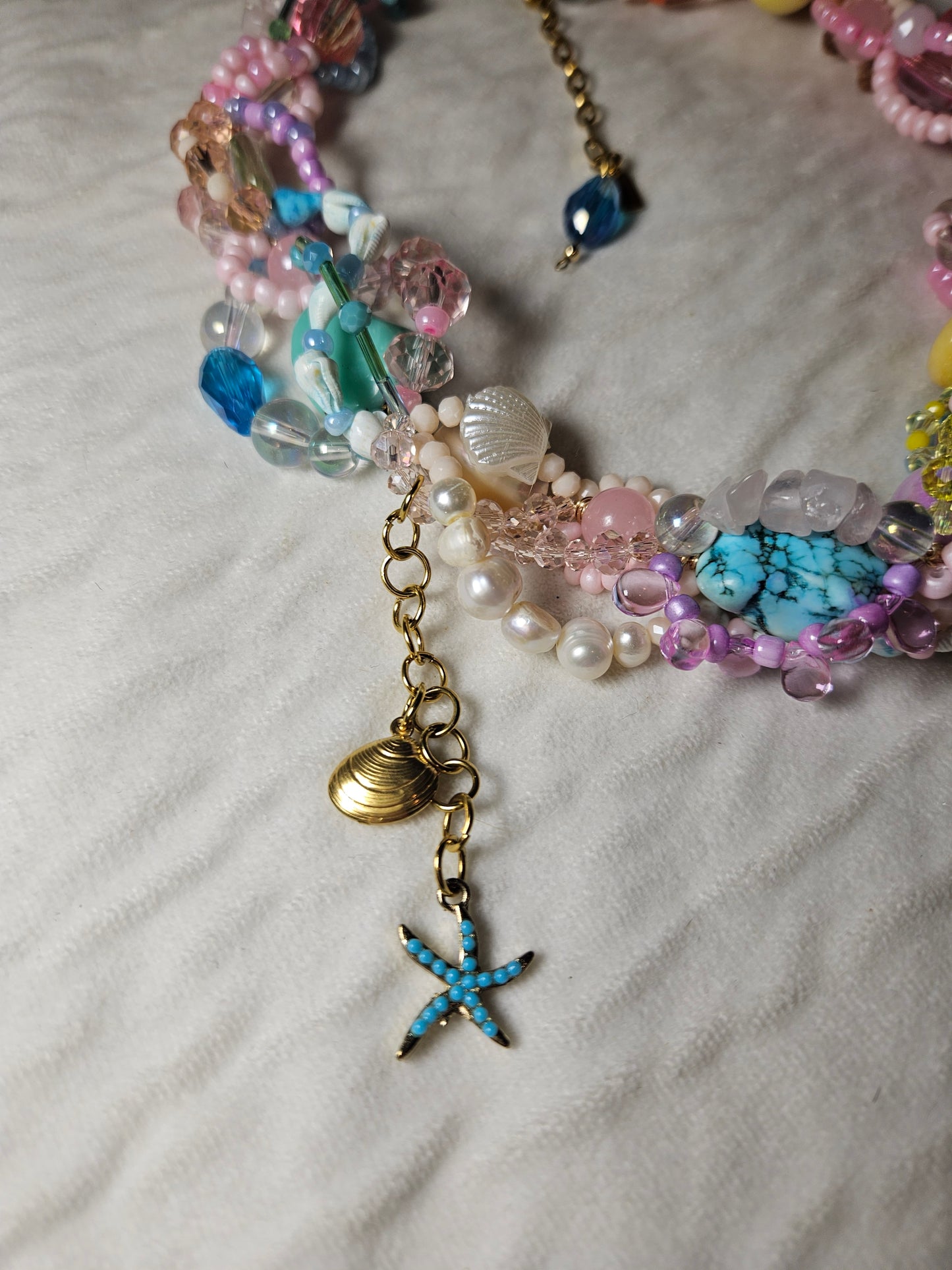 ✨🪸 Radical Reef Necklace – Glass Beads, Freshwater Pearls & Semi-Precious Stones | Handmade Statement Jewelry