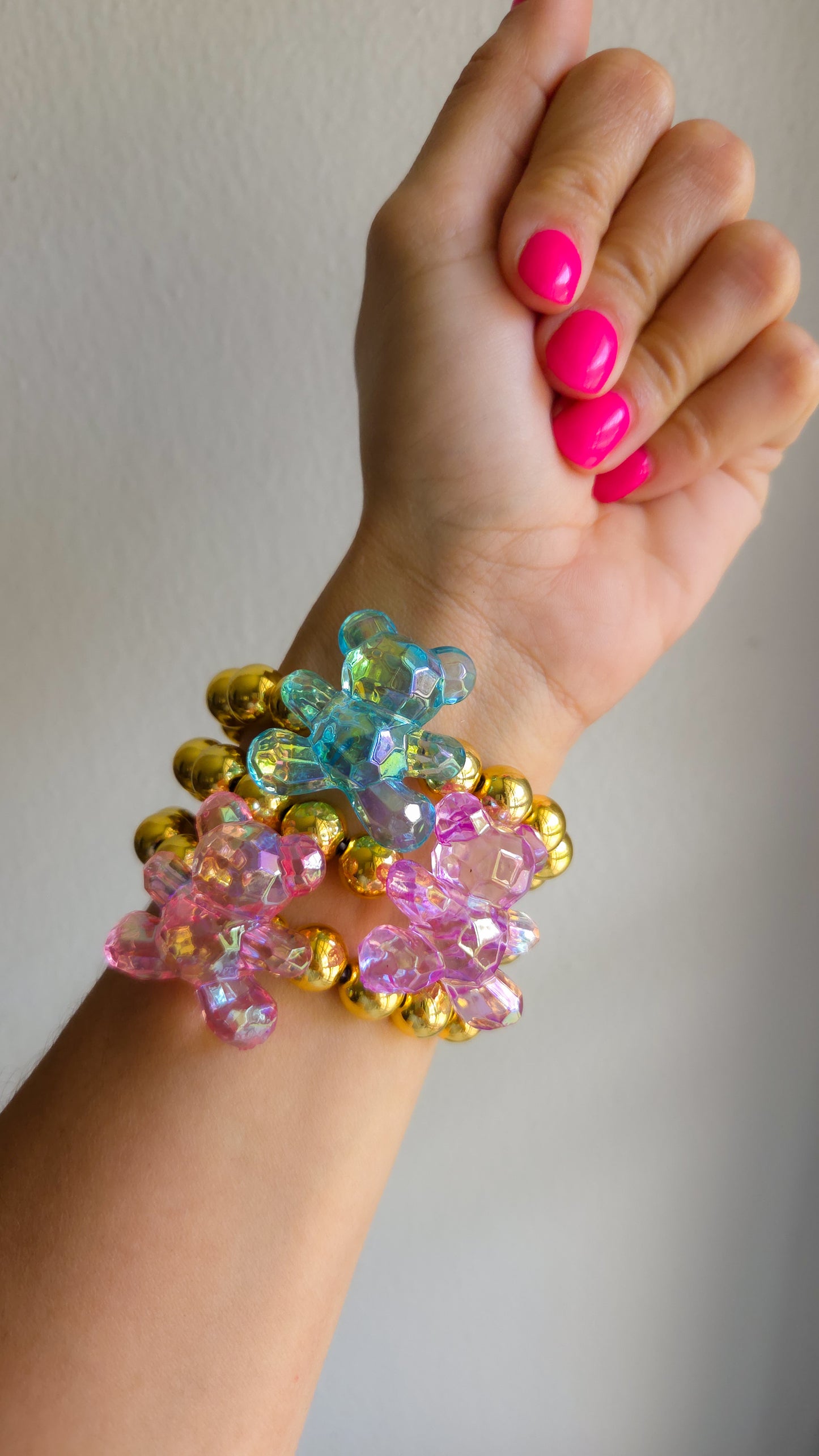 β¨ Iridescent Teddy Love Bracelet β¨|Handmade Y2K Kawaii Dopamine Dressing Jewelry