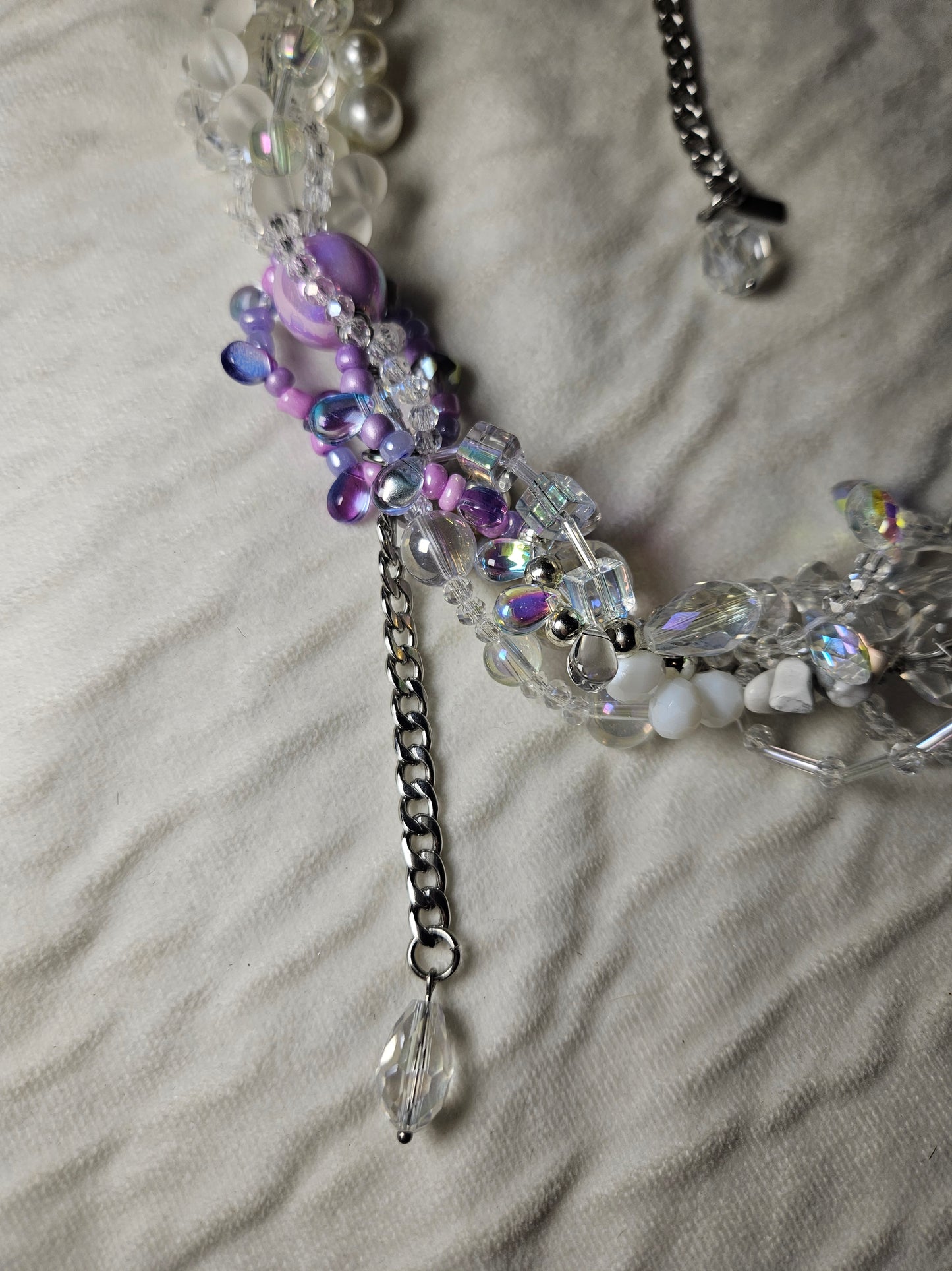 ❄️✨ Queen Tundra Necklace – Glass Beads, Freshwater Pearls & Semi-Precious Stones | Handmade Statement Jewelry