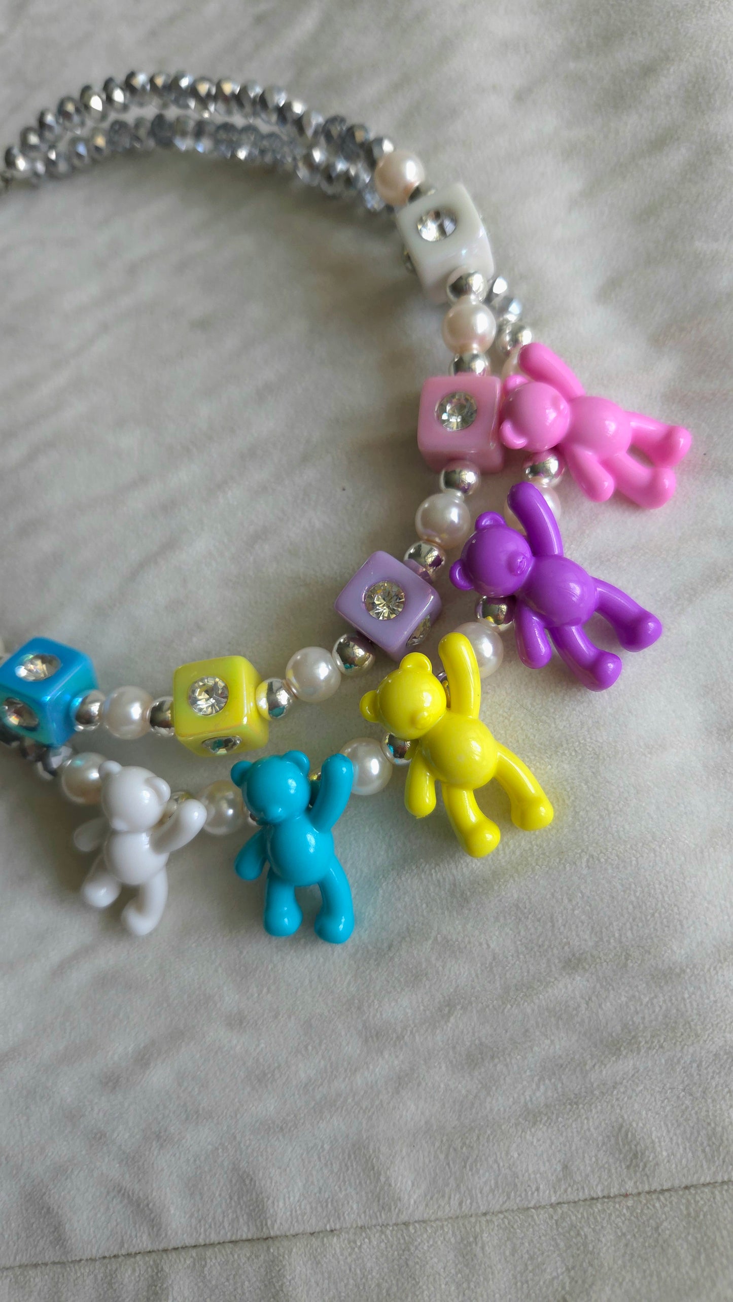 ✨ Candy Neon Teddies Necklace – Handmade Y2K Dopamine Jewelry | Unique Statement Necklace