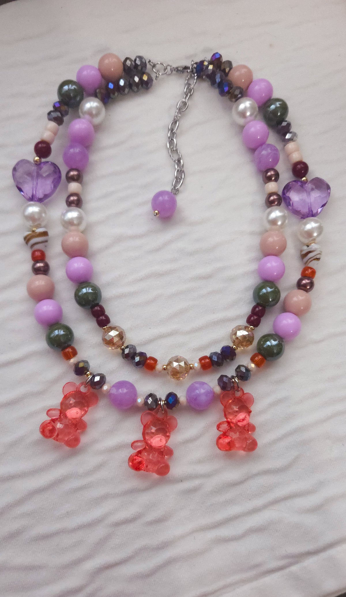 Berry Teddy Love Layered Necklace
