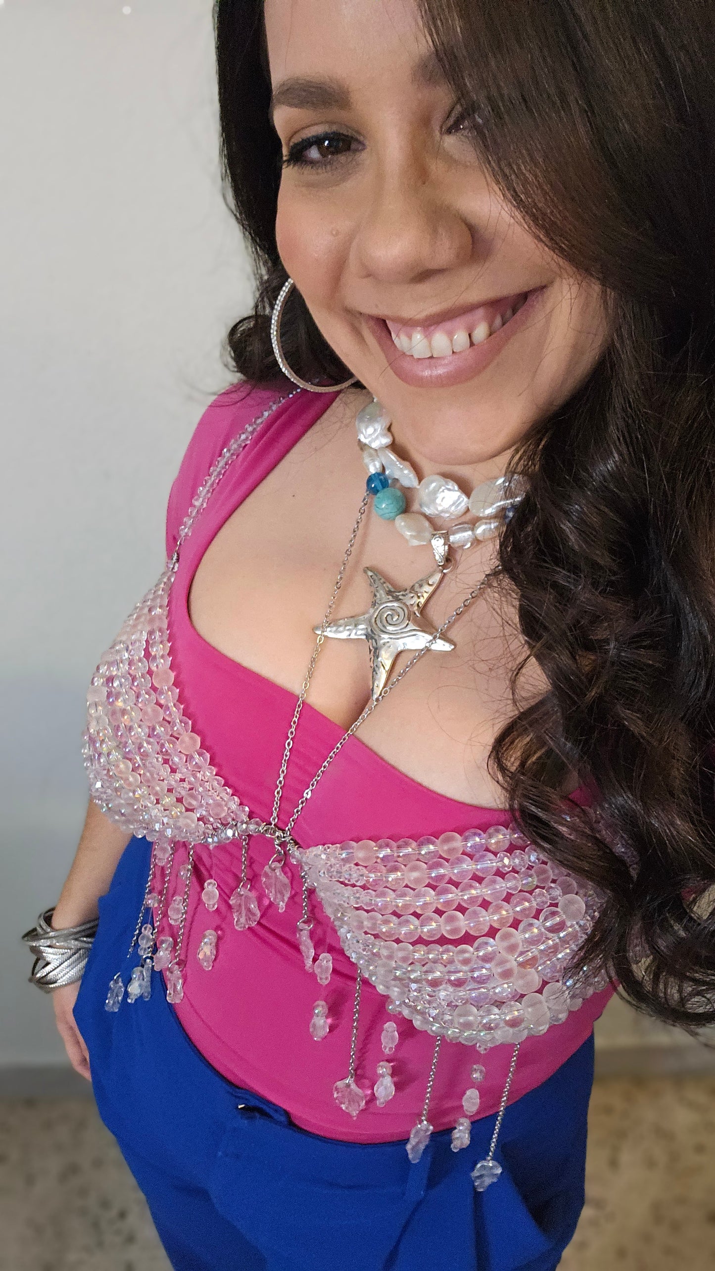 β¨ Crystalline Waters Top β Handmade Crystal Mermaid Top | Stainless Steel & Adjustable Fit
