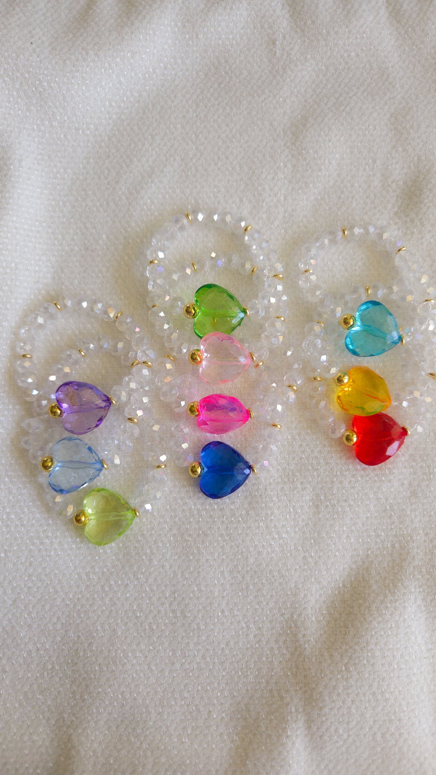 Rainbow Crush Heart Bracelet ππ | Handmade Y2K Kawaii Dopamine Dressing Jewelry