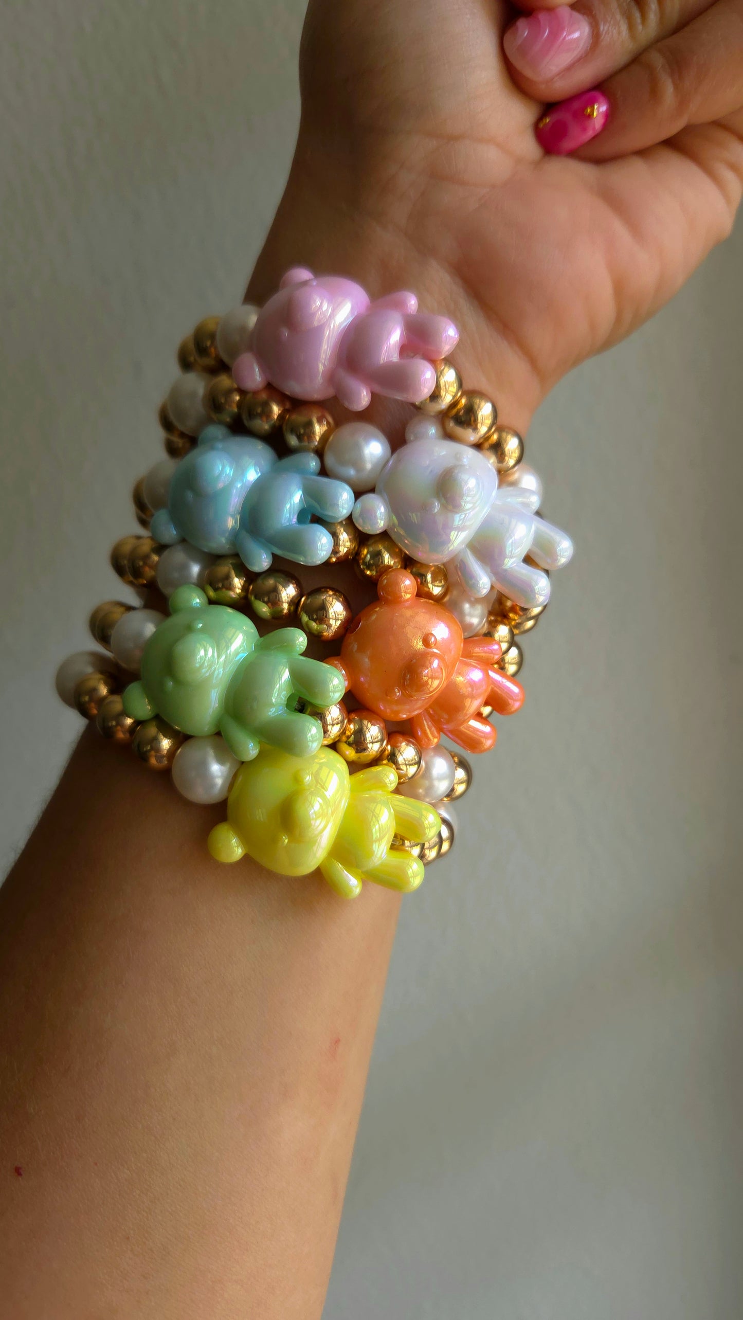 Pastel Teddy Bounce Bracelet 🧸✨ | Handmade Y2K Dopamine Jewelry | Unique Statement Piece