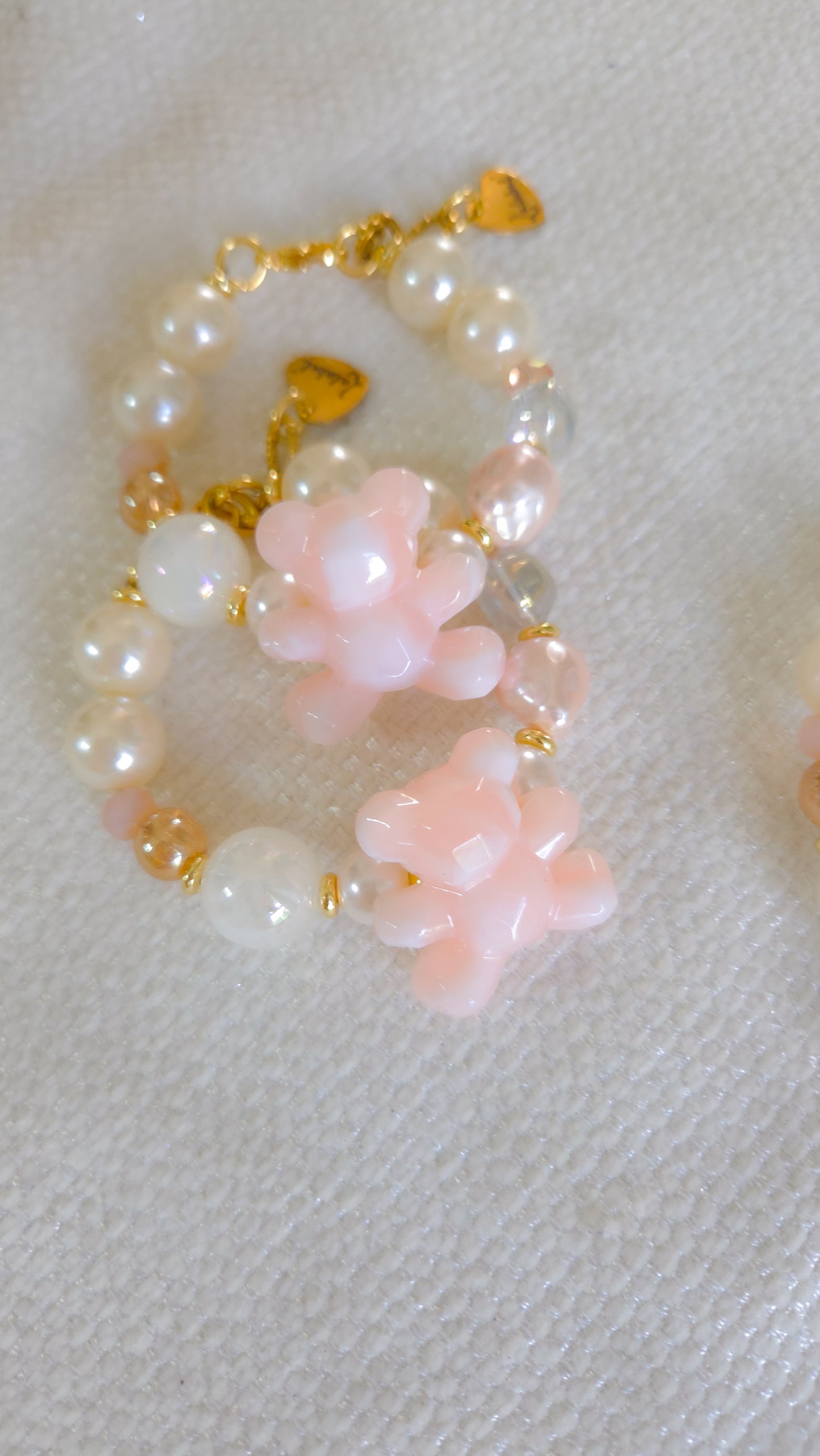 Blush Teddy Pearl Bracelet 🧸