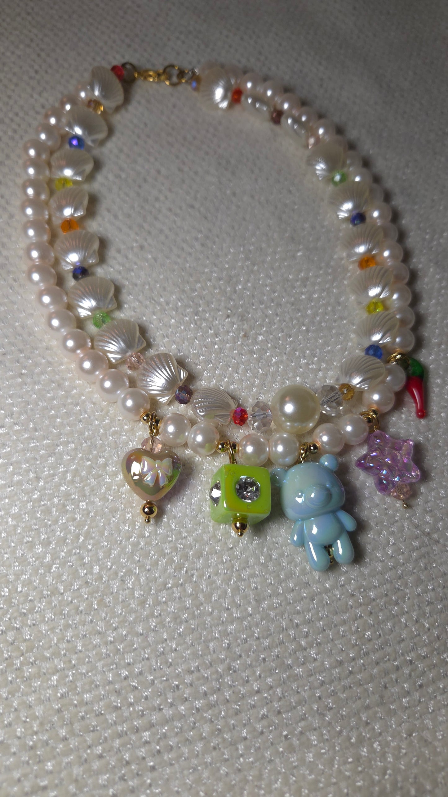 ✨ Mermaid Charms Dream Necklace – Y2K Mermaid Dopamine Dressing Jewelry | Handmade Statement Necklace