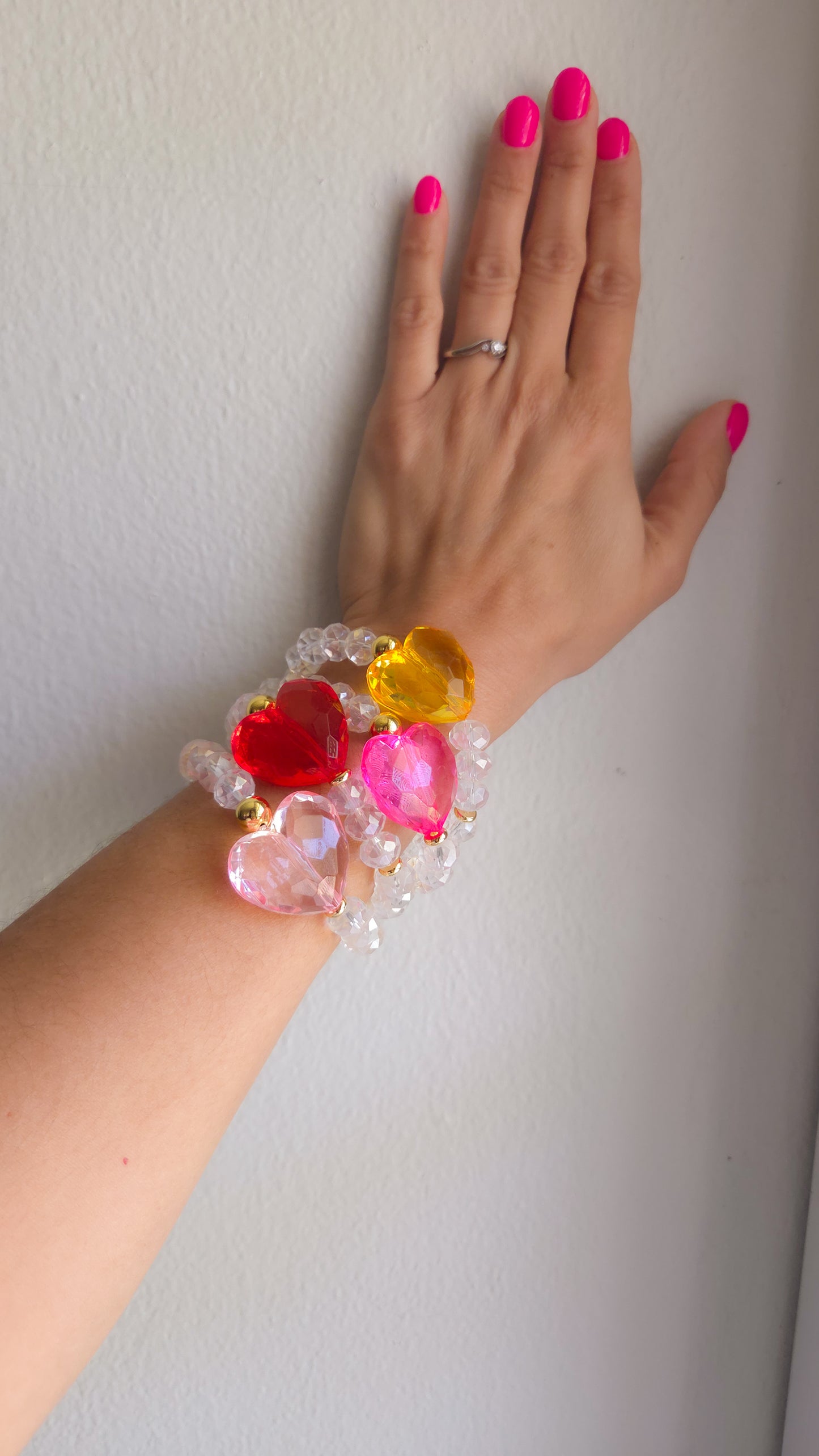 Rainbow Crush Heart Bracelet ππ | Handmade Y2K Kawaii Dopamine Dressing Jewelry