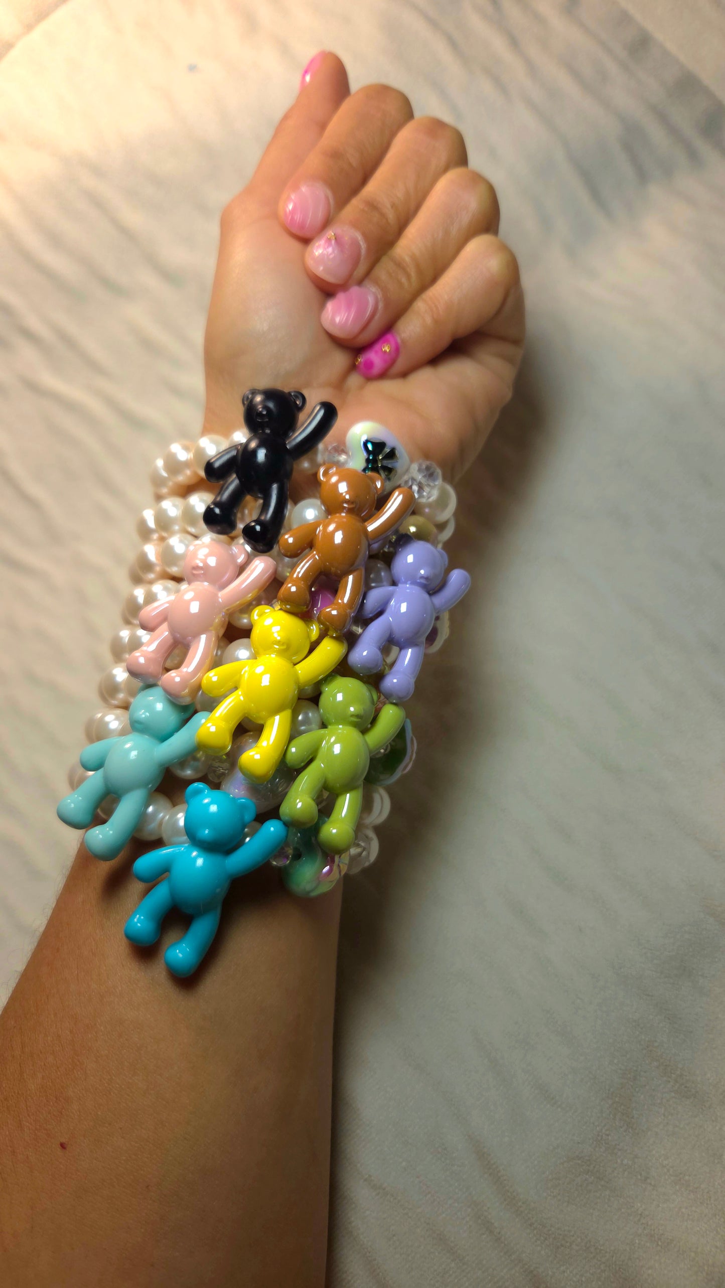 🧸✨ Teddy Love Bounce Bracelet – Handmade Y2K Dopamine Jewelry | Cute Statement Bracelet
