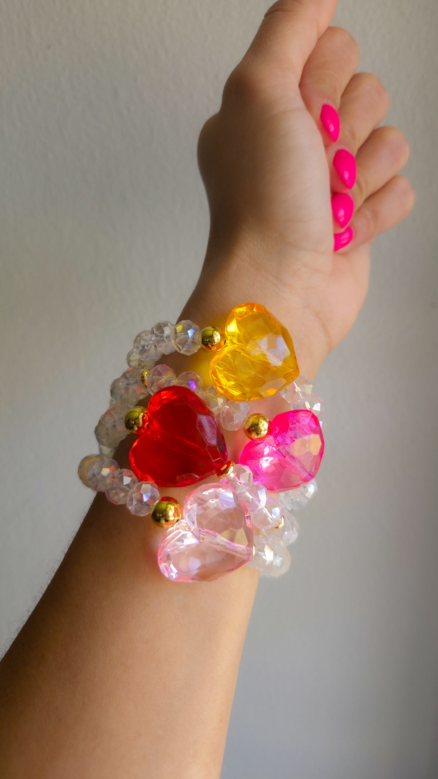 Rainbow Crush Heart Bracelet ππ | Handmade Y2K Kawaii Dopamine Dressing Jewelry