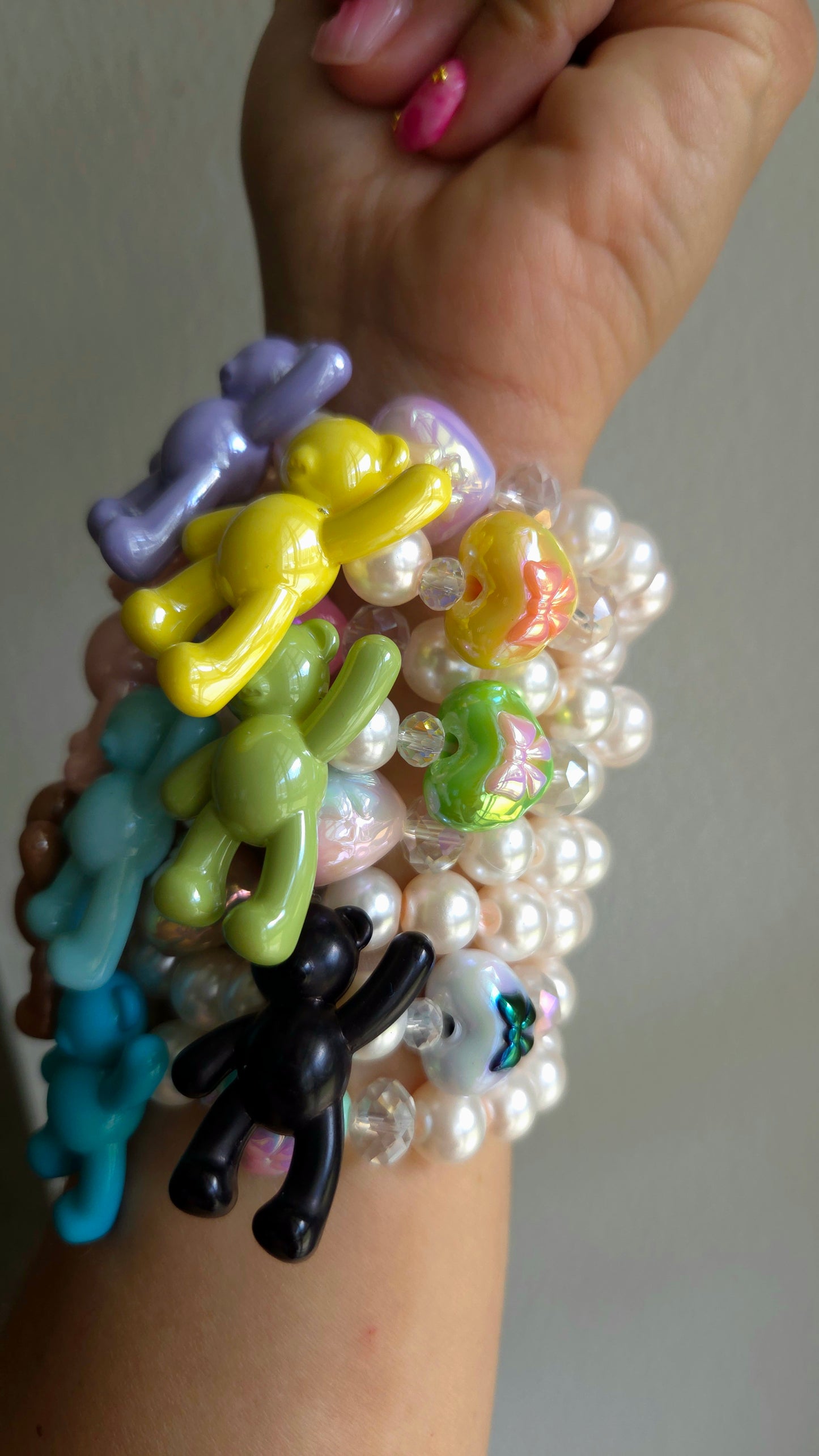 🧸✨ Teddy Love Bounce Bracelet – Handmade Y2K Dopamine Jewelry | Cute Statement Bracelet