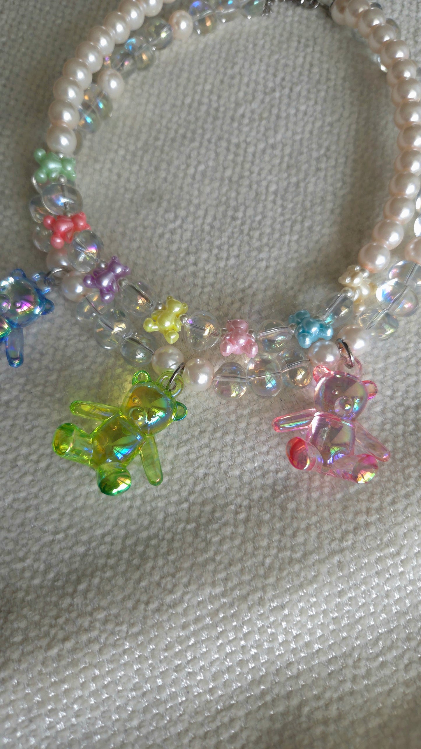 π Pastel Teddy Dreams Necklace β Kawaii Handmade Necklace | Y2K Dopamine Dressing Jewelry