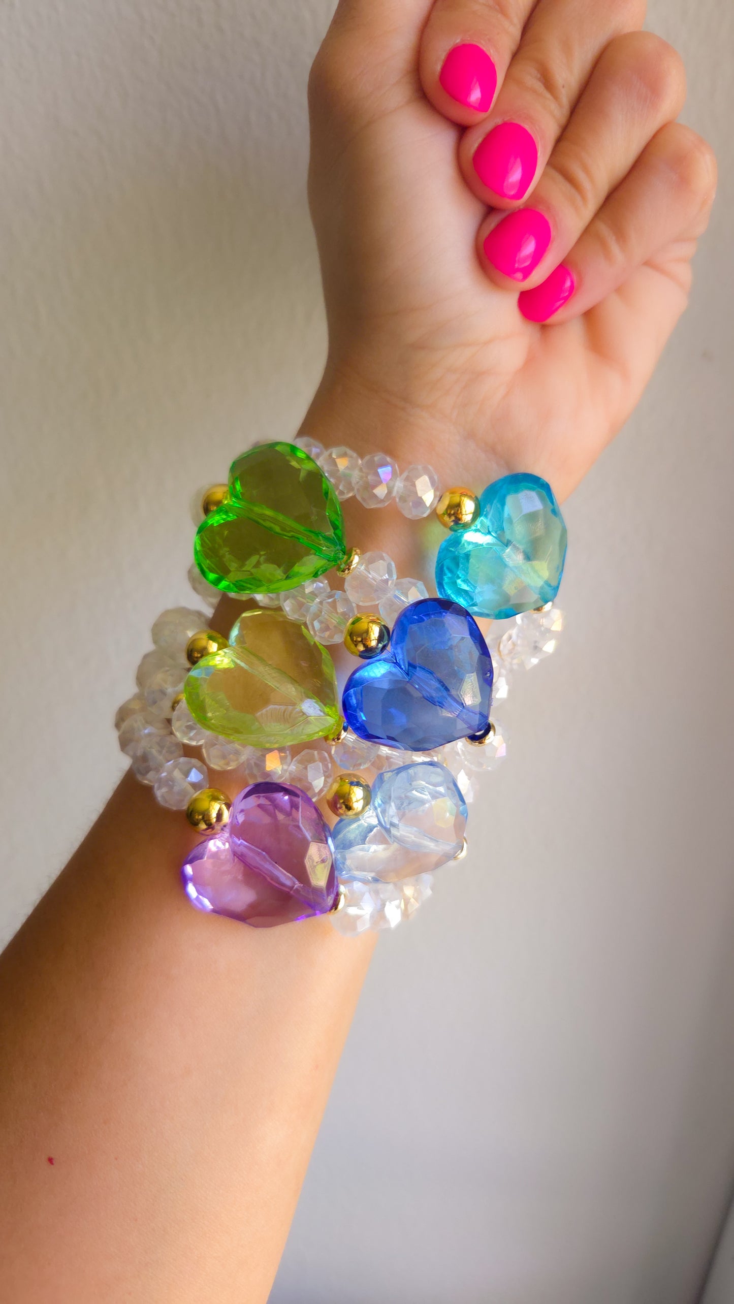 Rainbow Crush Heart Bracelet ππ | Handmade Y2K Kawaii Dopamine Dressing Jewelry