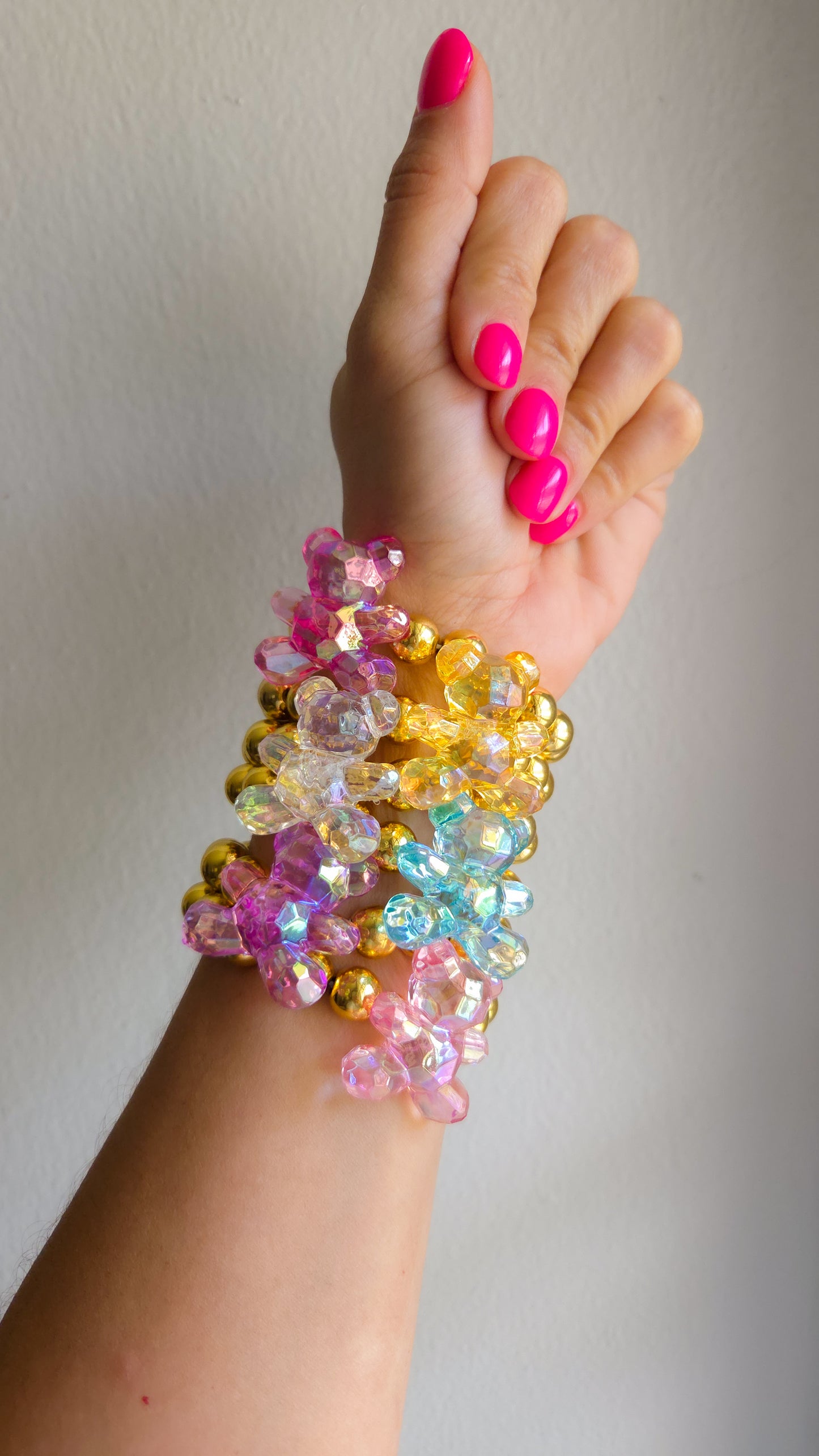 β¨ Iridescent Teddy Love Bracelet β¨|Handmade Y2K Kawaii Dopamine Dressing Jewelry