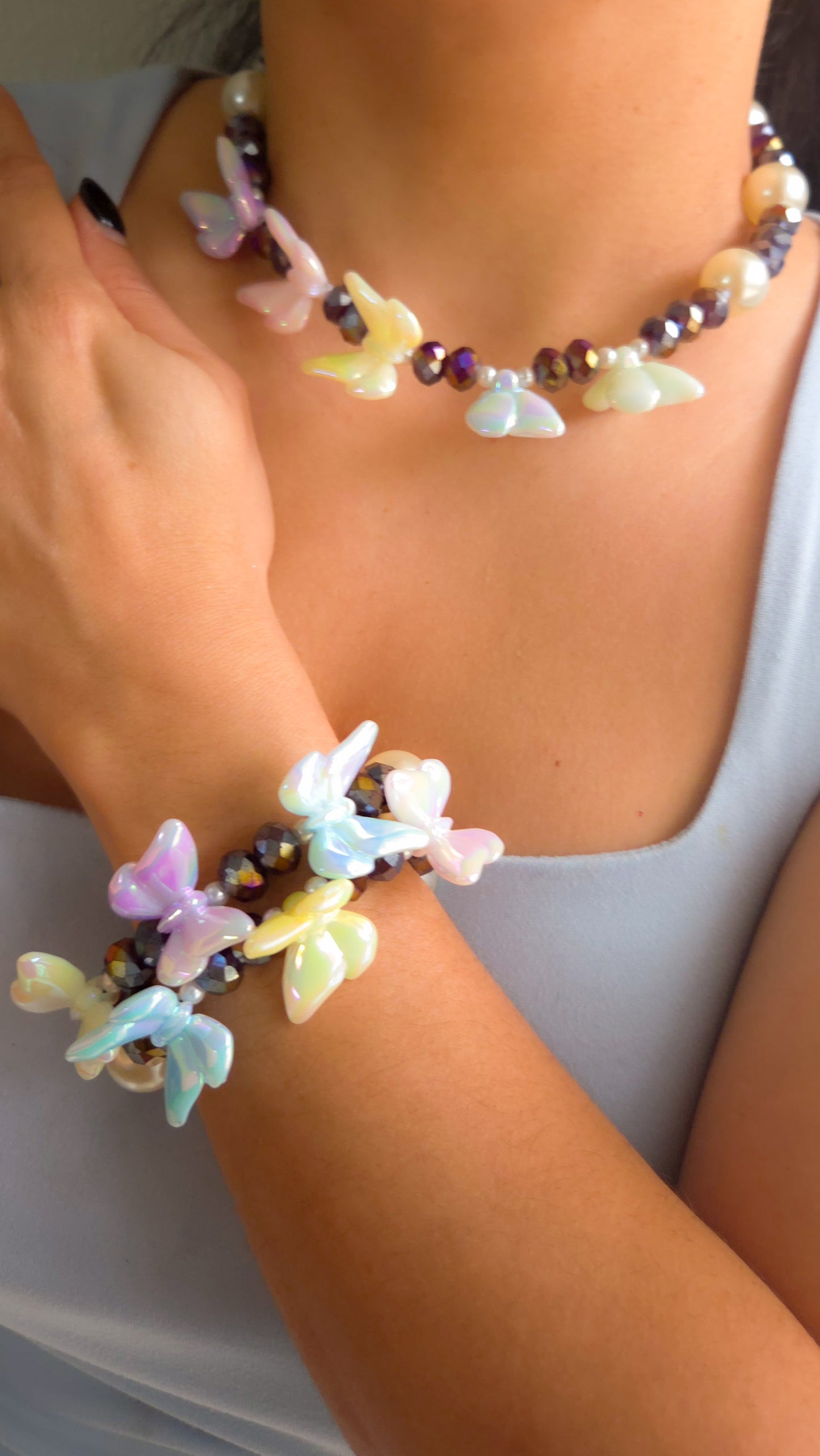 🦋✨ Iridescent Flutter Necklace – Kawaii | Dopamine Dressing ✨🦋