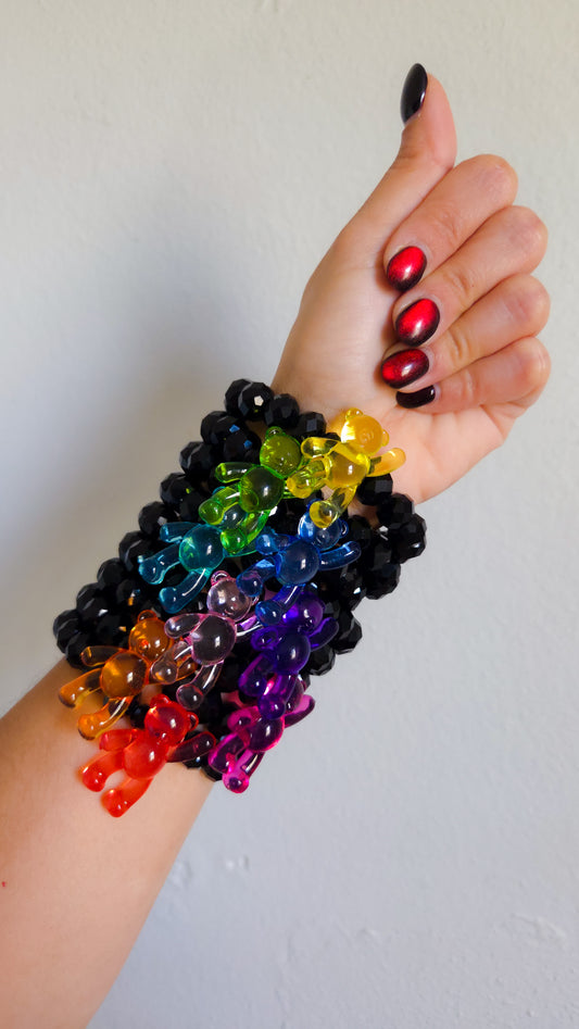 Black Crystal Teddy Elastic Bracelet