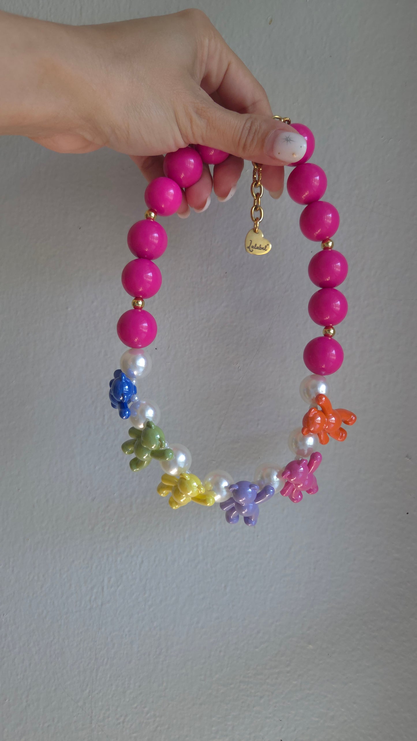 Hot Pink Iconic Teddies Necklace