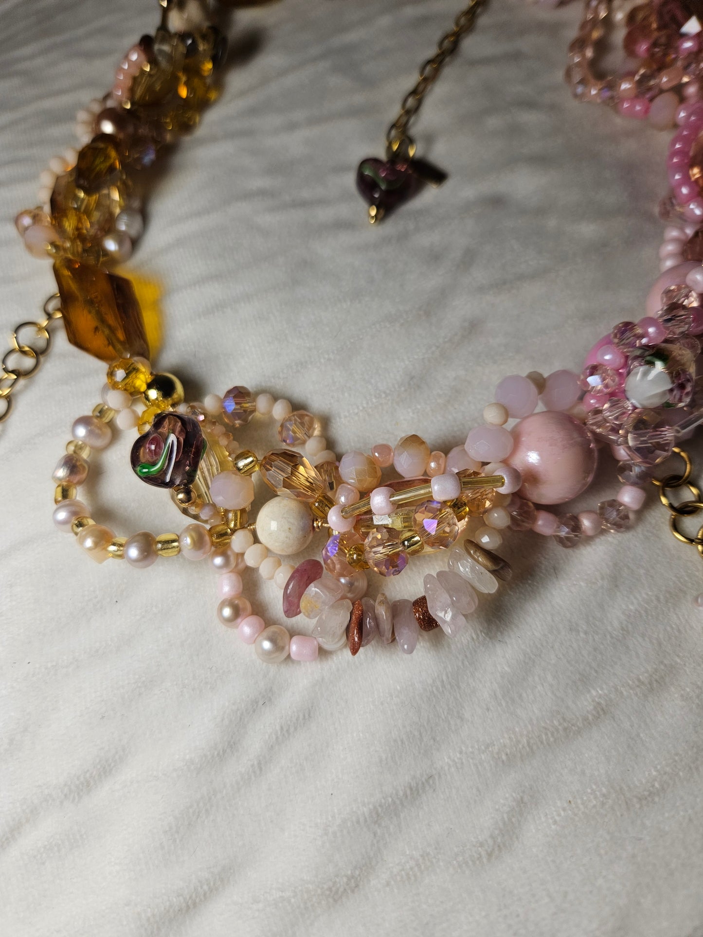 π΅πΉ Desert Rose Necklace β Glass Beads, Freshwater Pearls & Semi-Precious Stones | Handmade Statement Jewelry