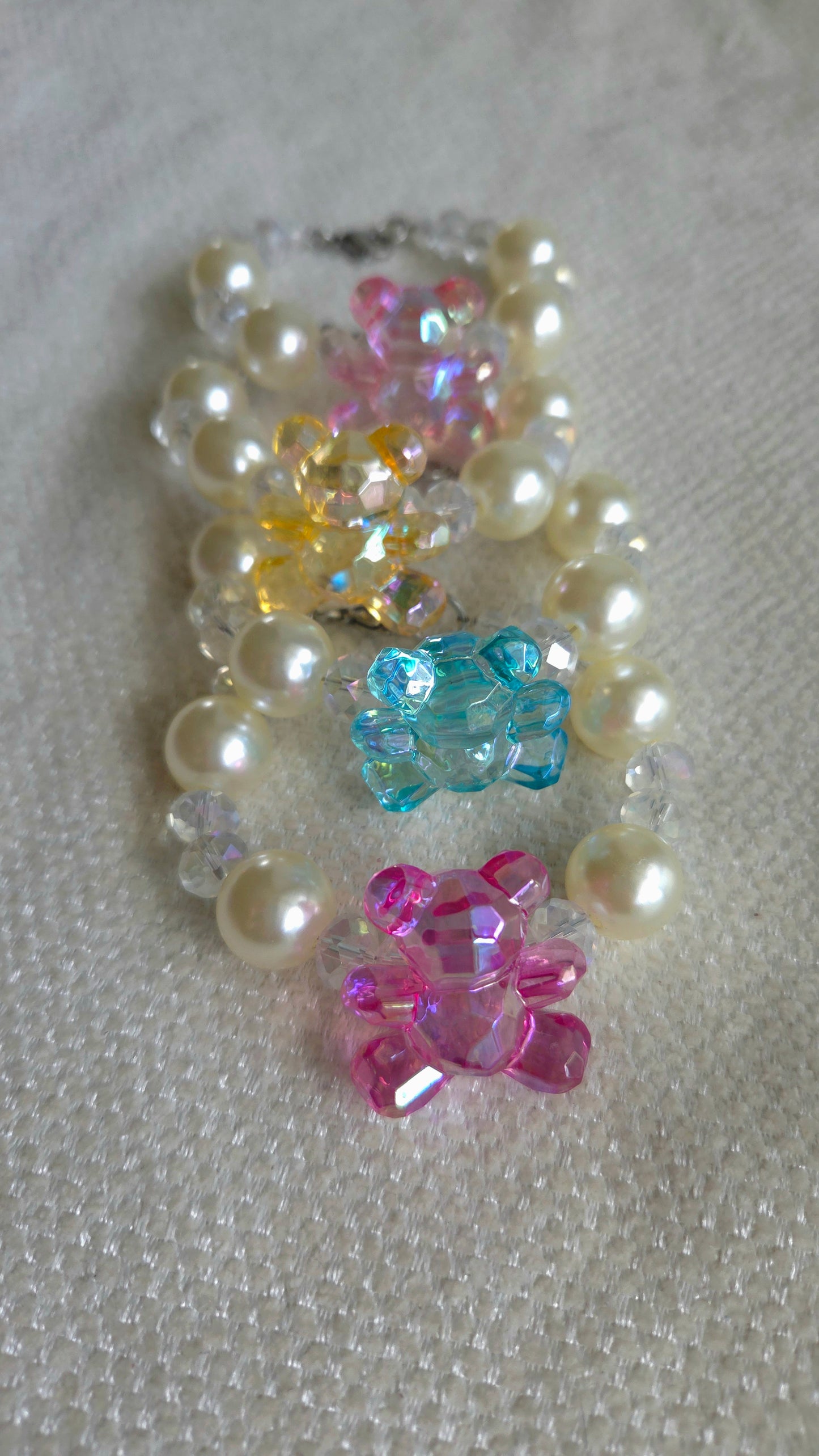 🧸✨ Crystal Parade Bracelet – Handmade Kawaii Y2K Dopamine Jewelry | Chunky Statement Bracelet