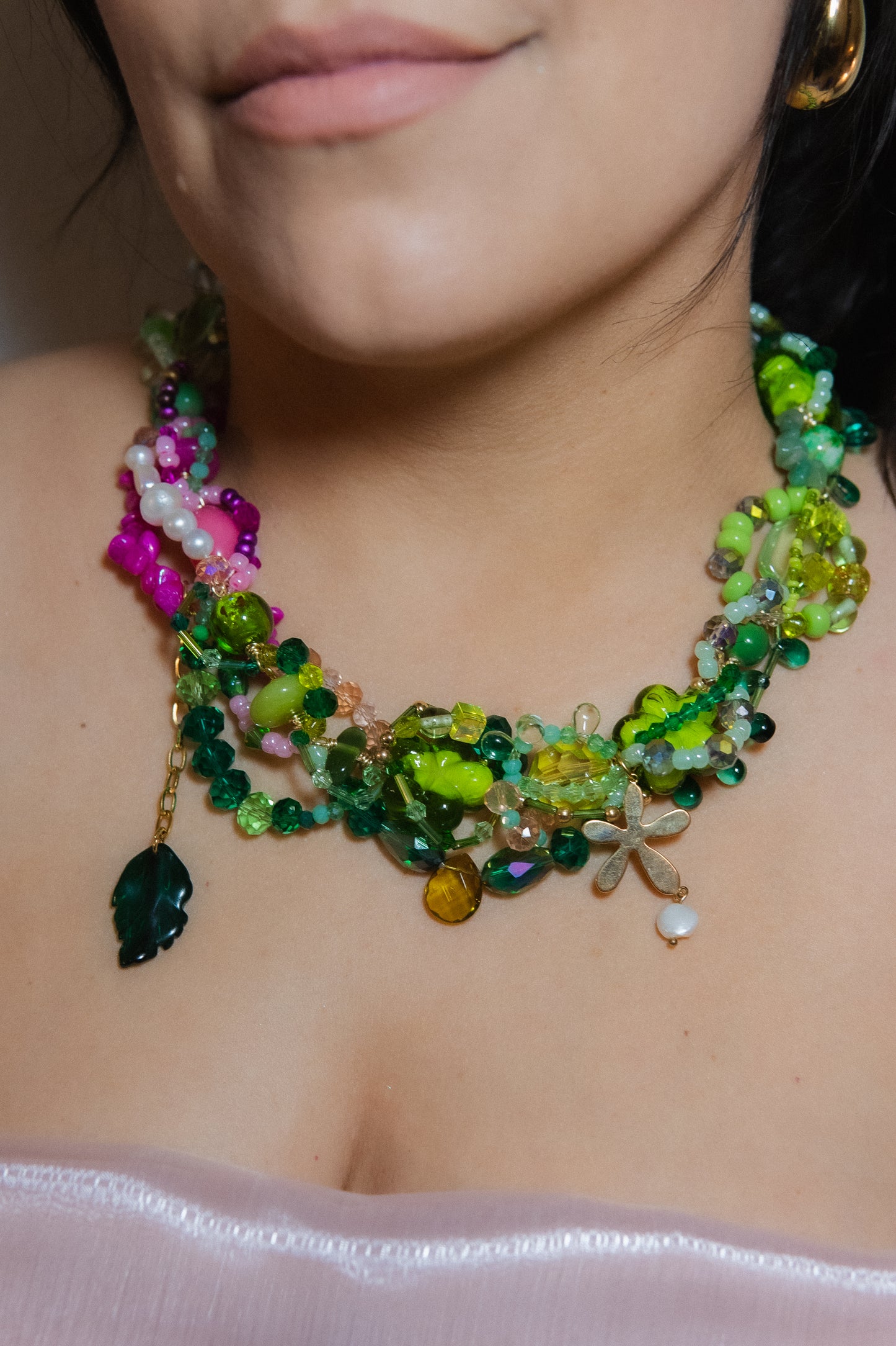 πΏπ Tropical Babe Necklace β Freshwater Pearls, Semi-Precious Stones & Glass Beads | Handmade Rainforest-Inspired Jewelry
