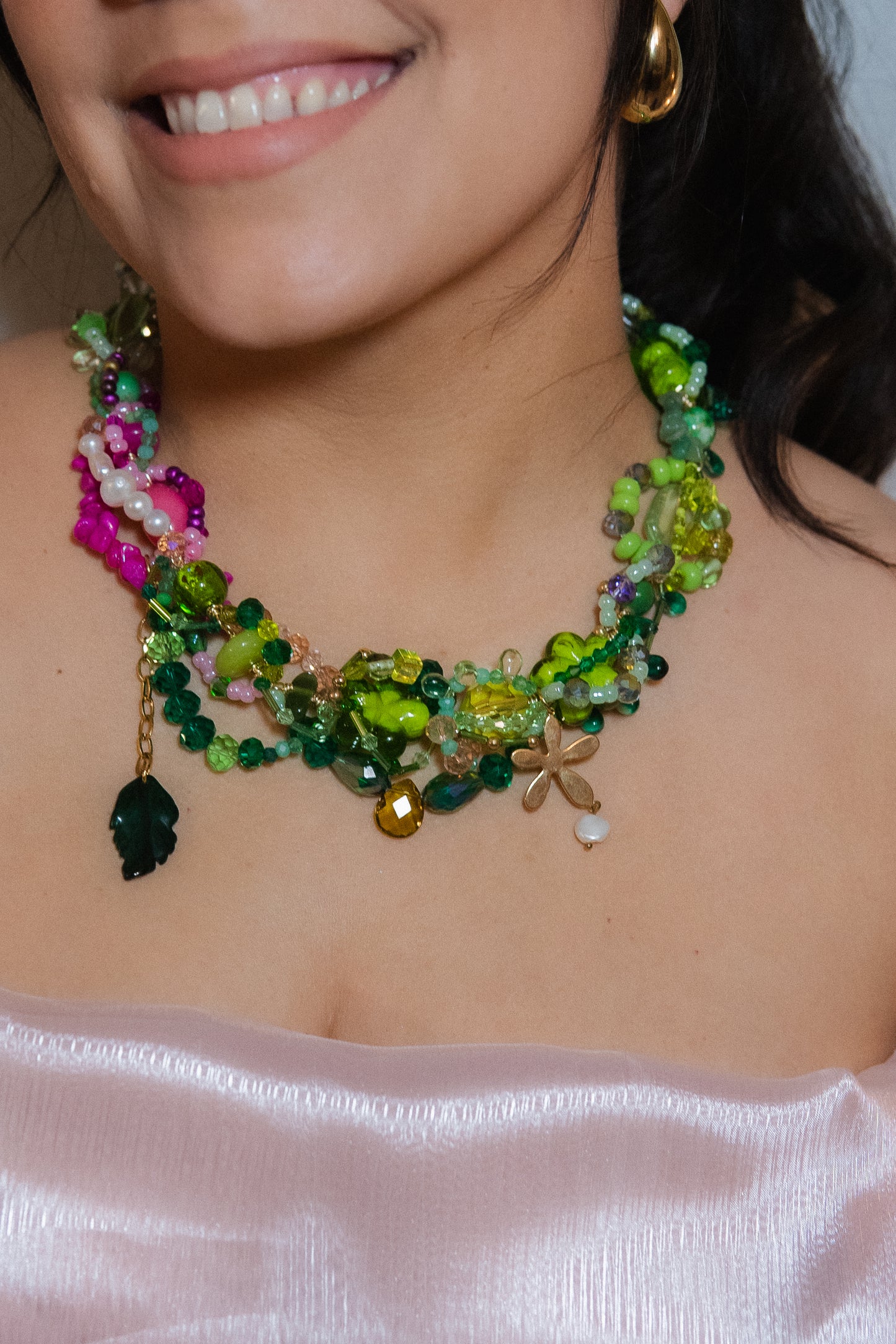 πΏπ Tropical Babe Necklace β Freshwater Pearls, Semi-Precious Stones & Glass Beads | Handmade Rainforest-Inspired Jewelry