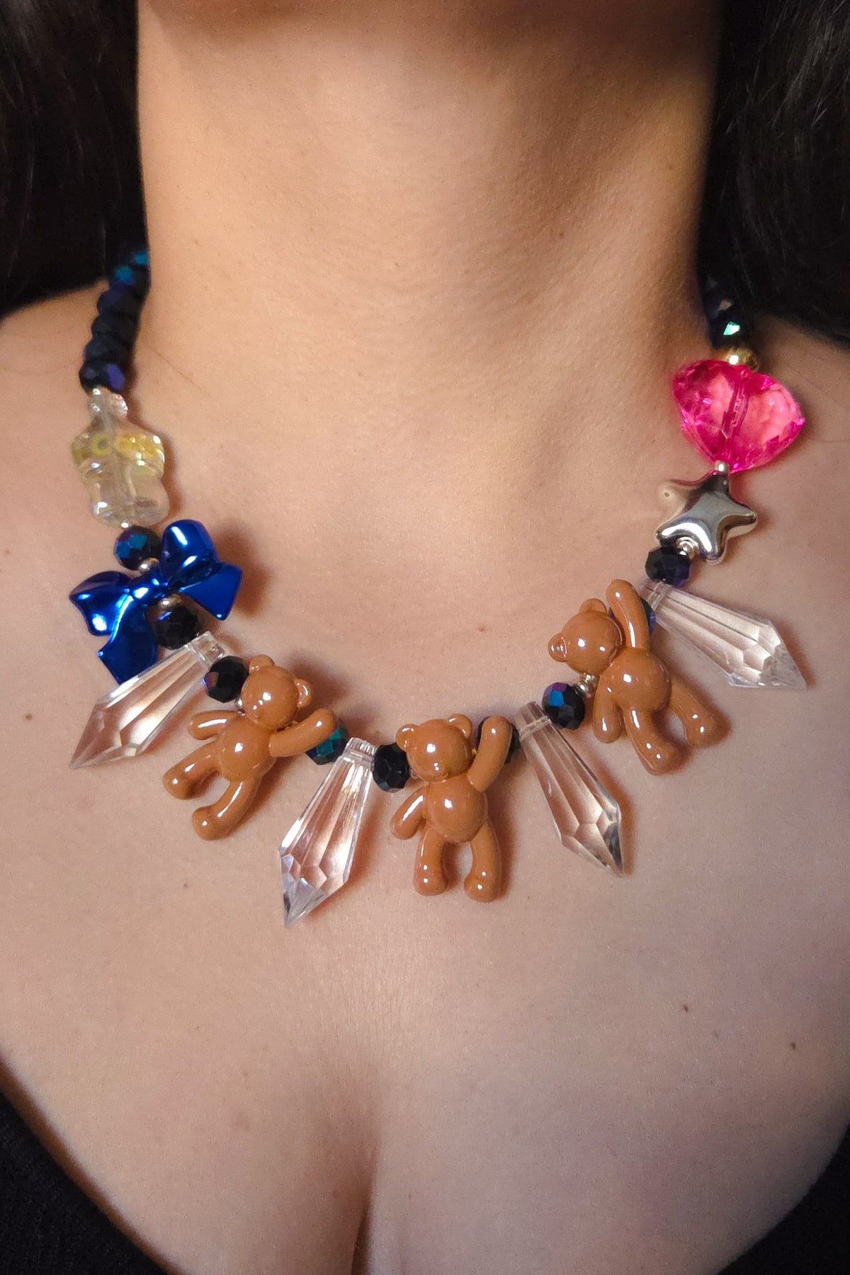 Midnight Teddy Club Necklace 🖤🧸