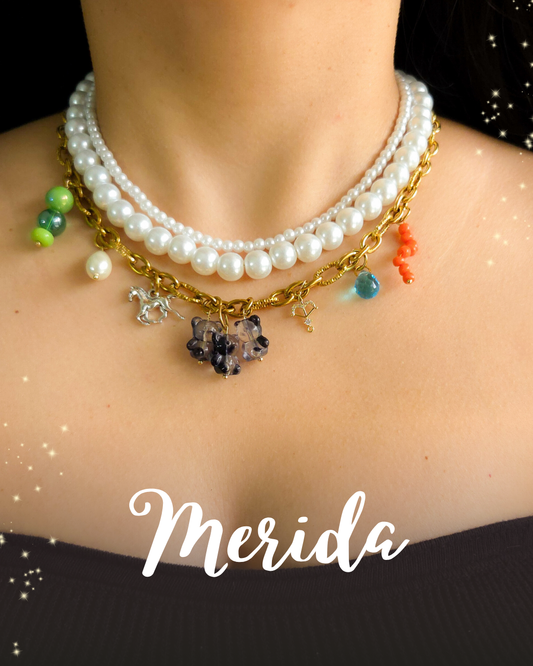 🌿Merida Inspired Necklace – Disney Princess Charm Layered Pearl Necklace | Brave Jewelry