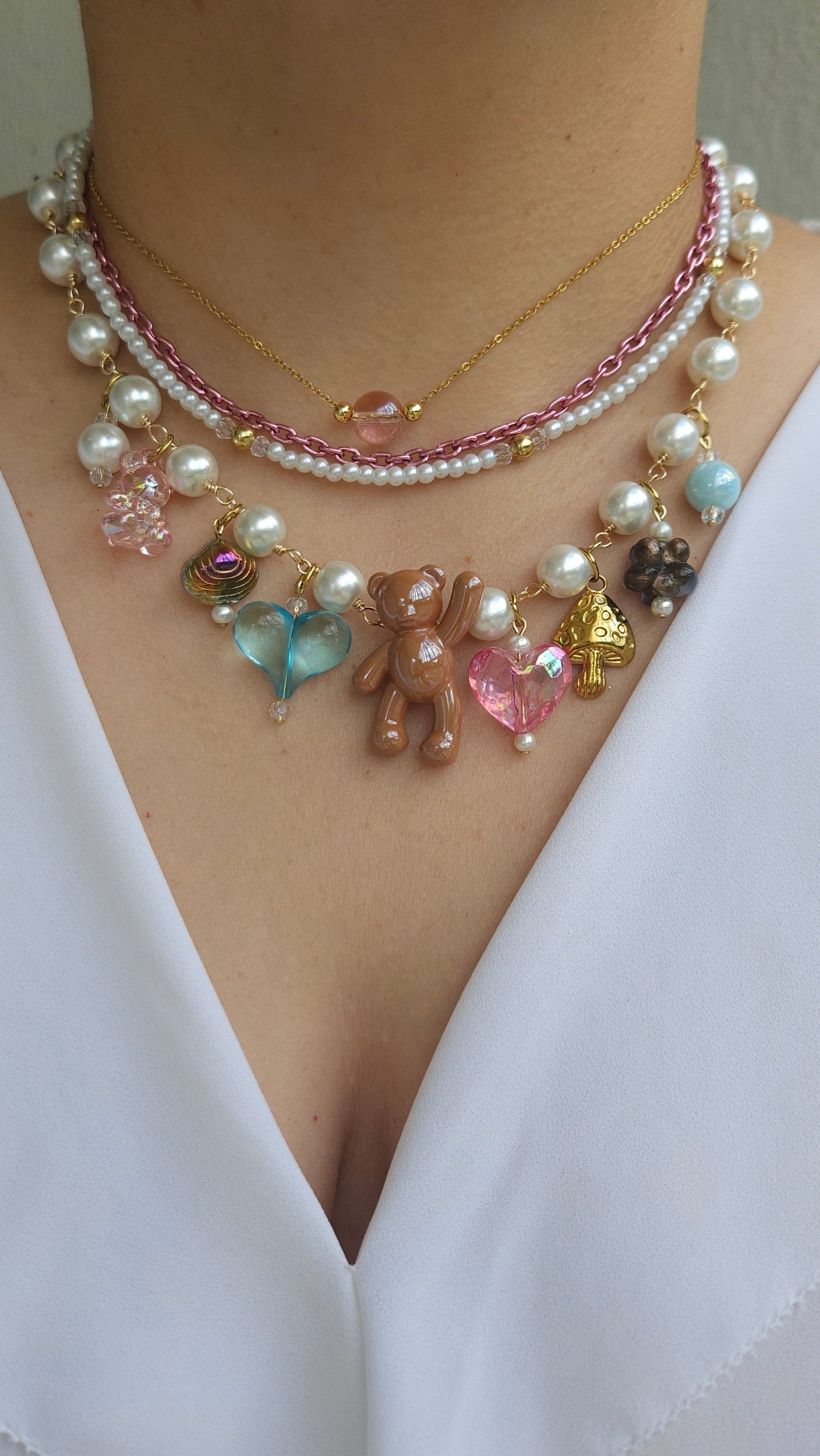 Charmy Teddy Necklace Stack