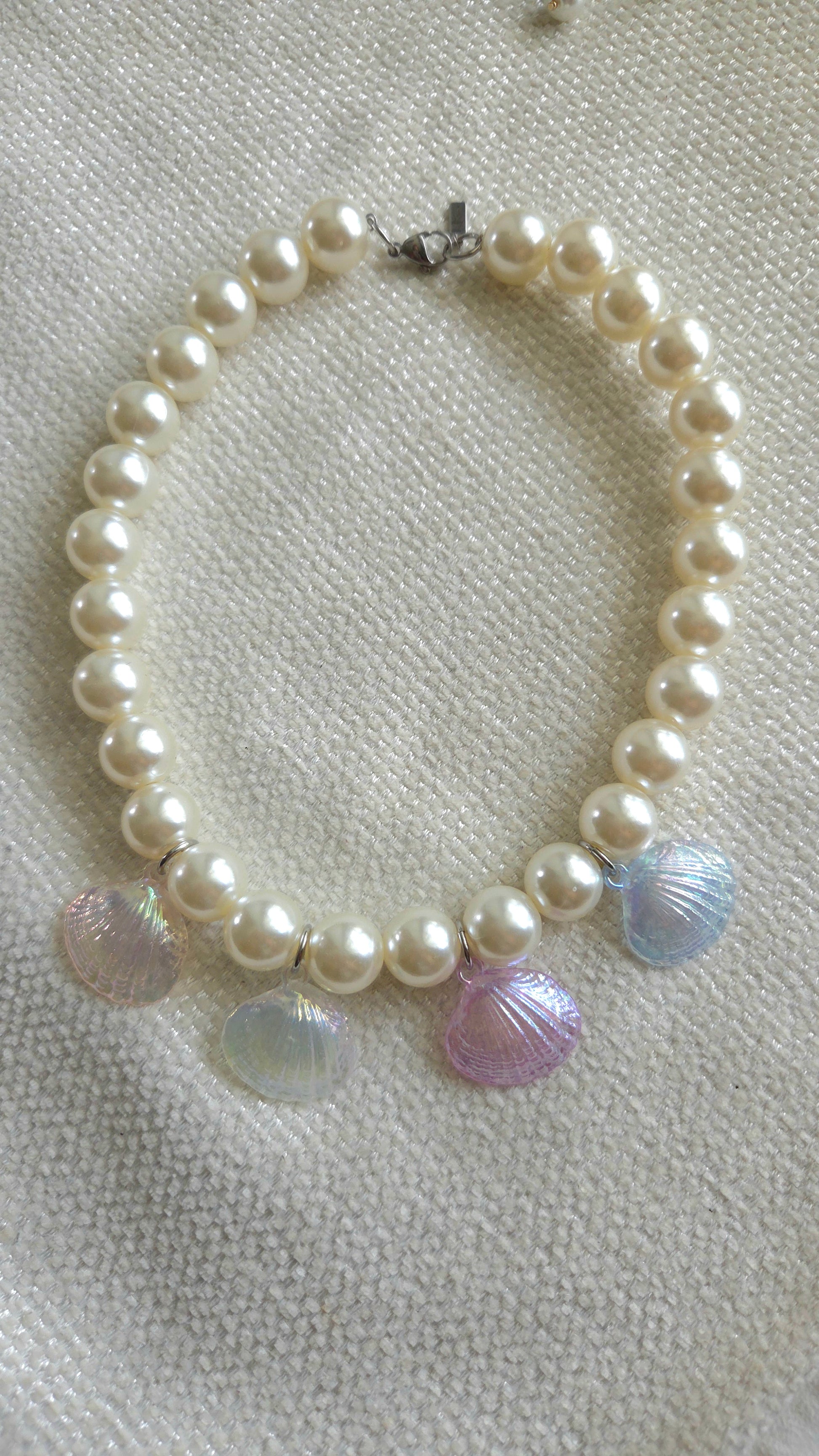 Conchita Pearl Necklace handmade chunky pearls iridescent shells mermaid aesthetic dopamine dressing.

